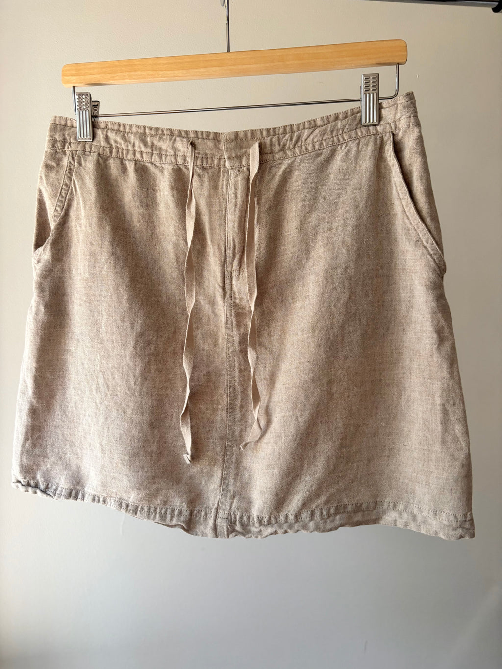 Y2K Linen Mini Skirt with Drawstring | 30-33" waist