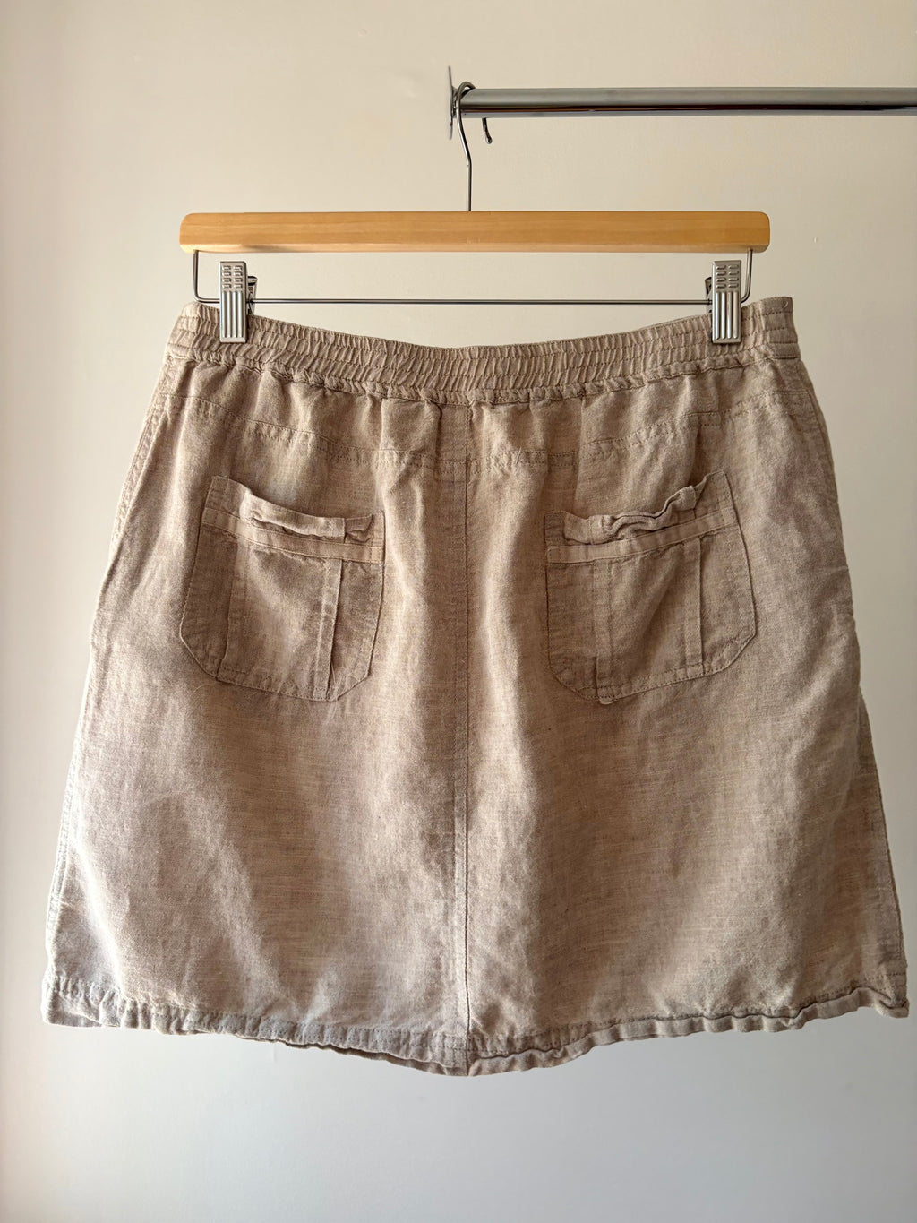 Y2K Linen Mini Skirt with Drawstring | 30-33" waist
