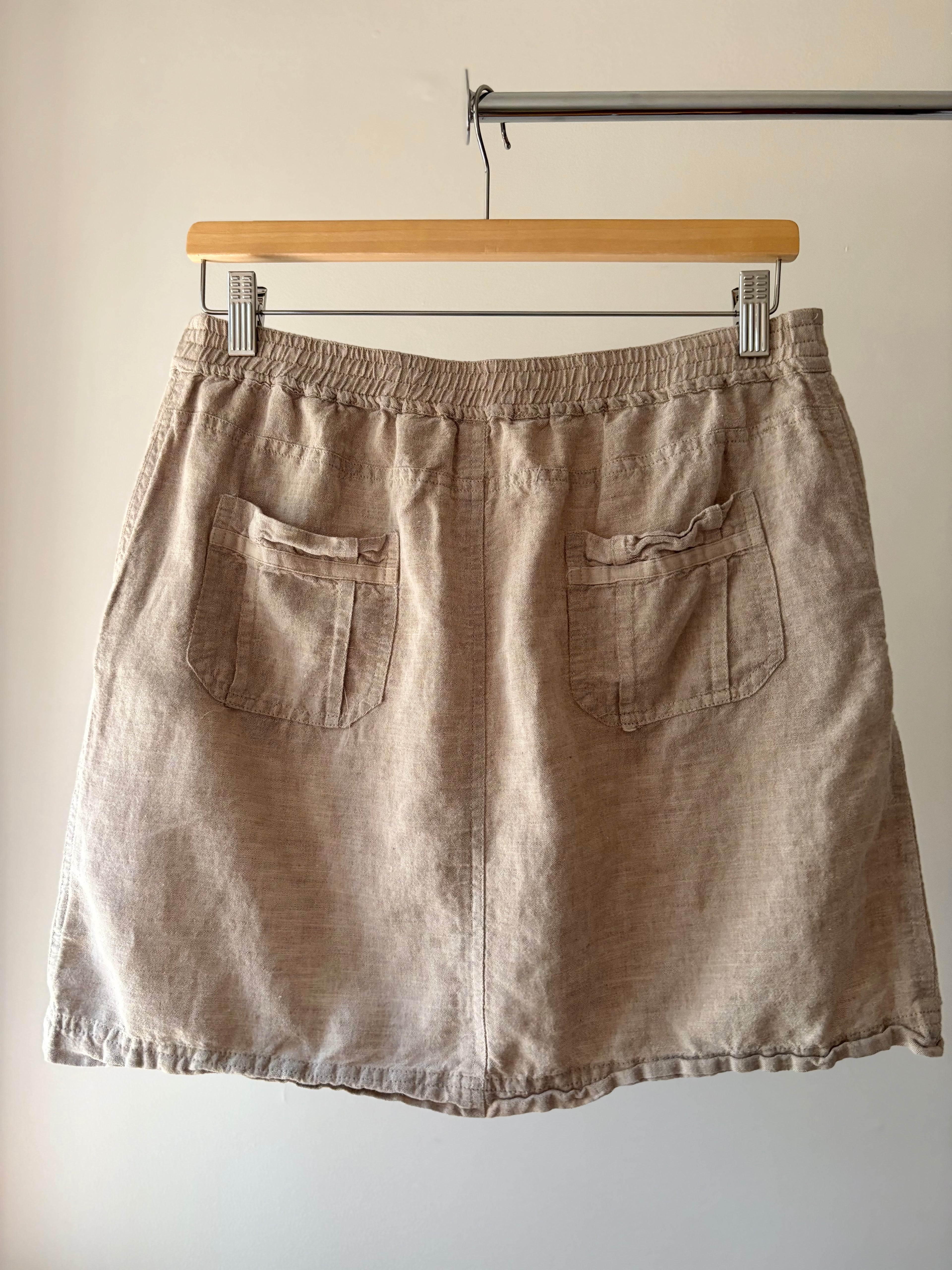 Y2K Linen Mini Skirt with Drawstring | 30-33" waist