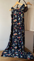 1990s Tie-Back Floral Maxi Dress | Vintage High Neck Dress | Sz Small