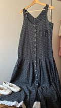 1980s Joseph Ribkoff Drop Waist Floral Maxi Dress with Lace Trim | Sz Small