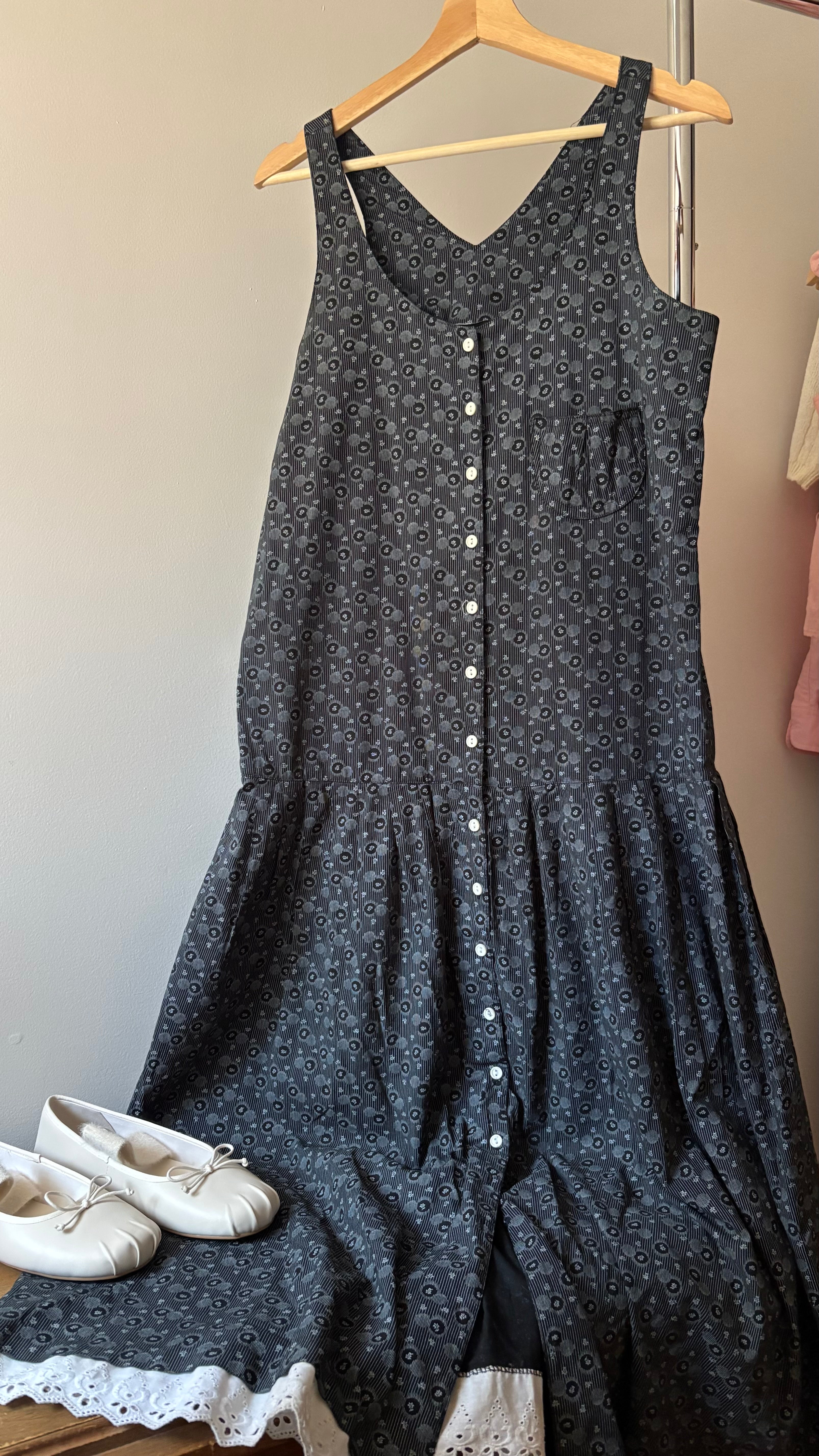 1980s Joseph Ribkoff Drop Waist Floral Maxi Dress with Lace Trim | Sz Small