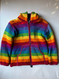 1990s Wool Rainbow Sweater | Vintage Hooded Fleece-Lined Jacket