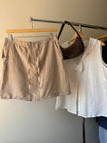 Y2K Linen Mini Skirt with Drawstring | 30-33" waist