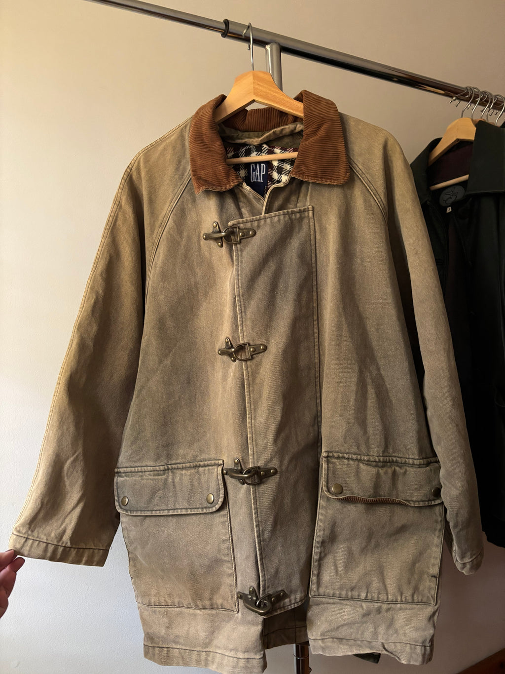 1990s Oversized Lined Olive Green Chore Coat