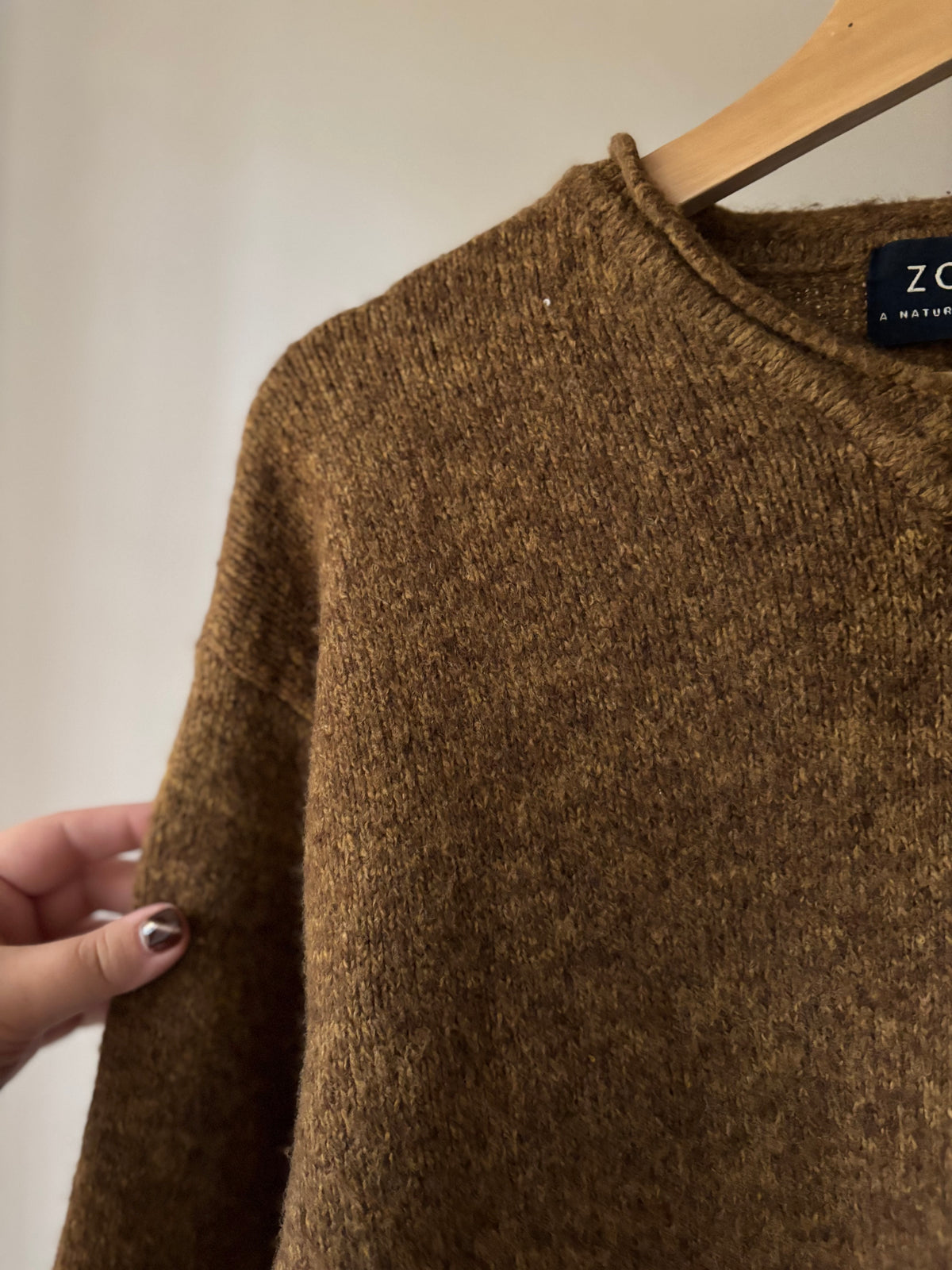 1990s Soft Brown & Olive Marled Sweater