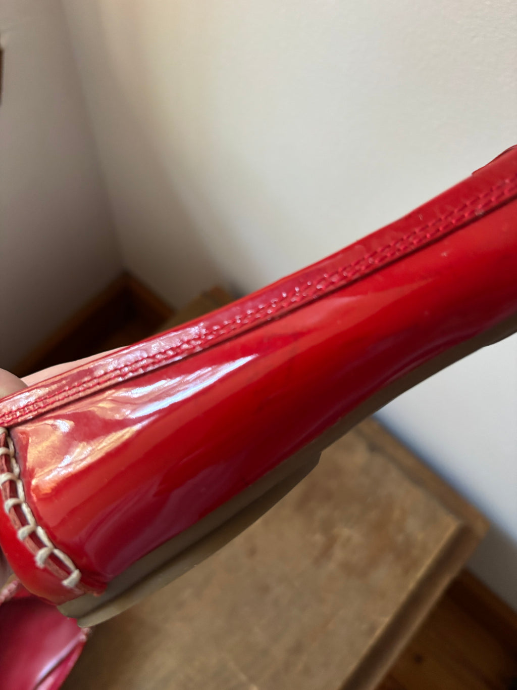 Y2K Red Patent Leather Ballet Flats with Bow | Size 7.5