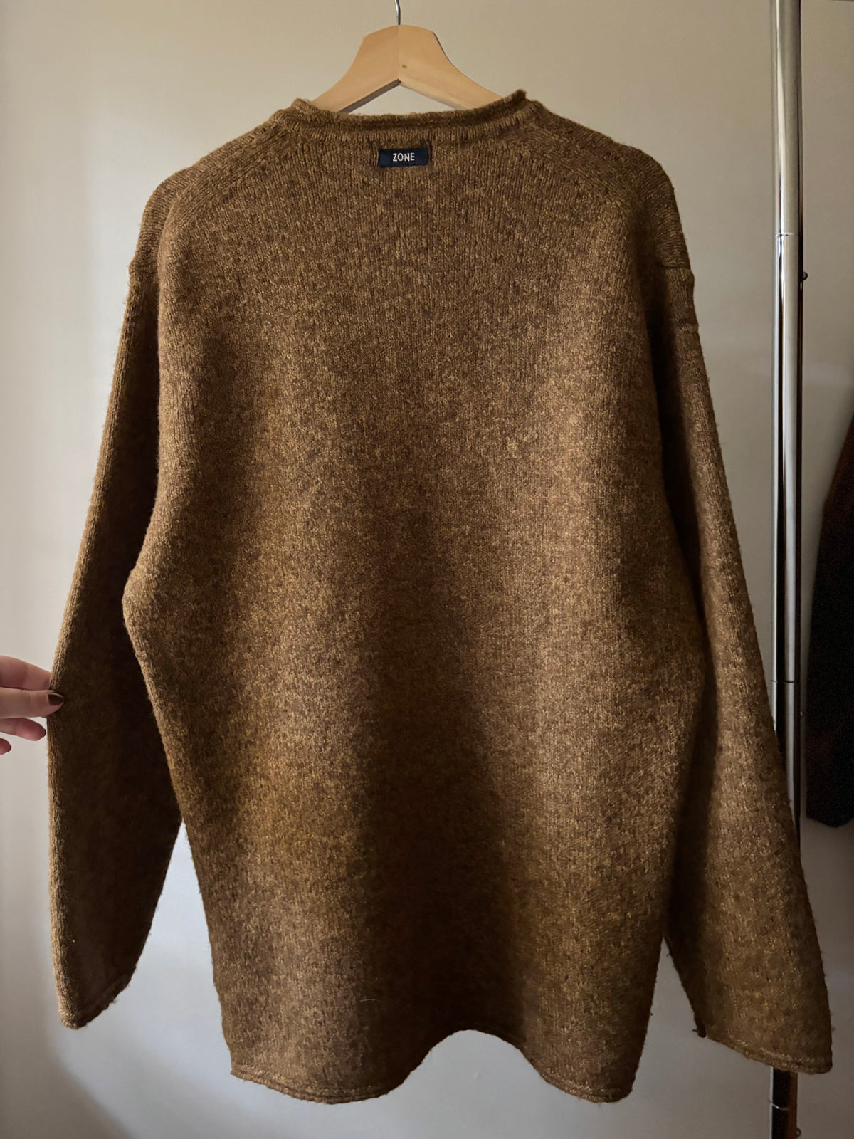 1990s Soft Brown & Olive Marled Sweater