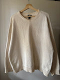 1990s Oversized Cream Soft Cotton V-Neck Sweater