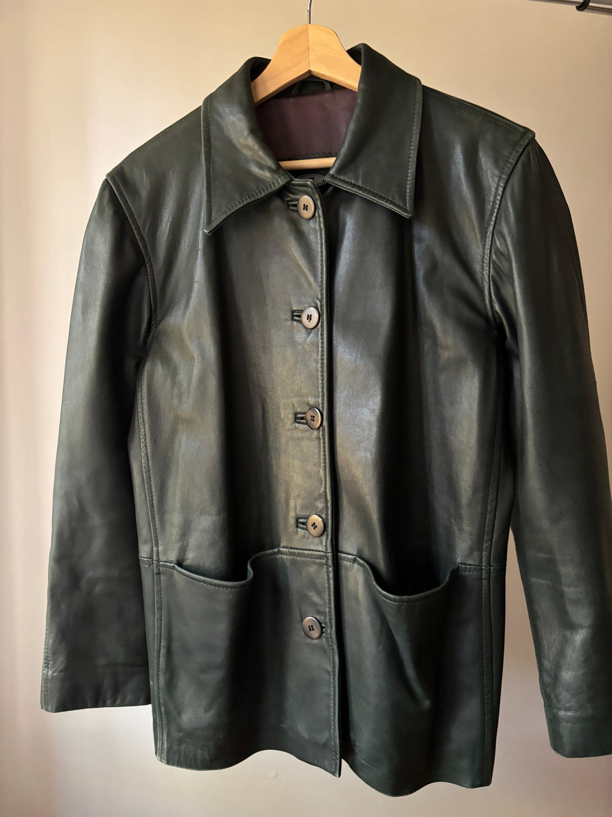 1990s Dark Green Buttery Leather Jacket | Made in Canada