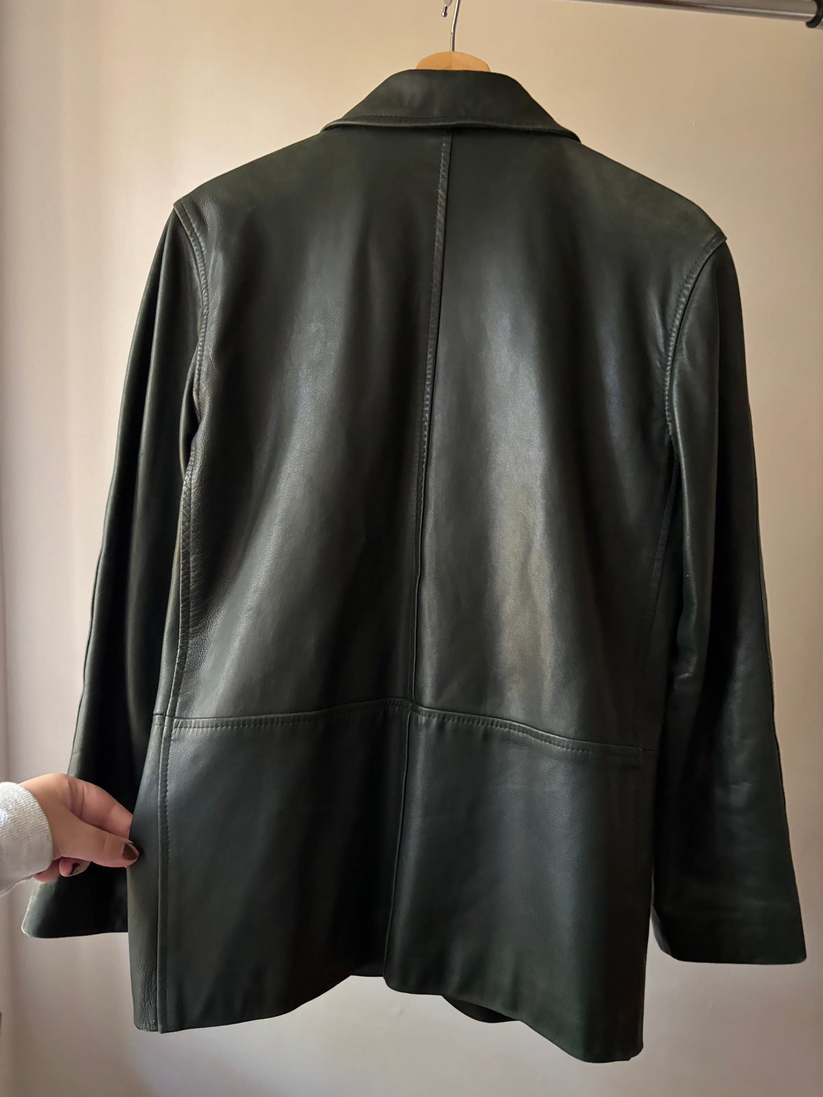 1990s Dark Green Buttery Leather Jacket | Made in Canada