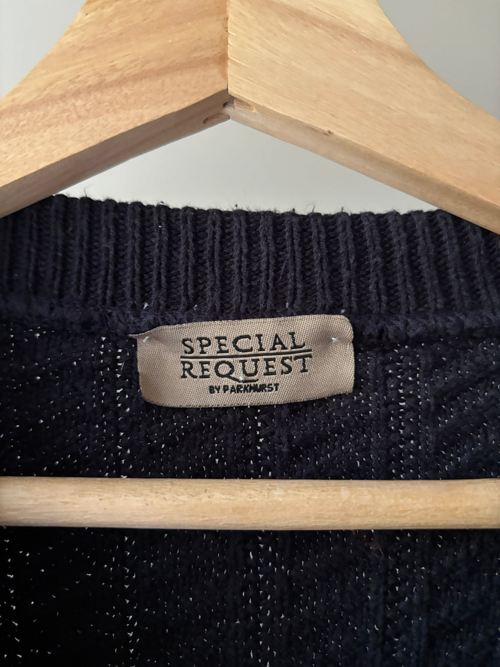 1990s Navy Blue Textured Cotton Sweater