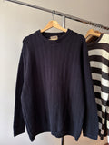 1990s Navy Blue Textured Cotton Sweater