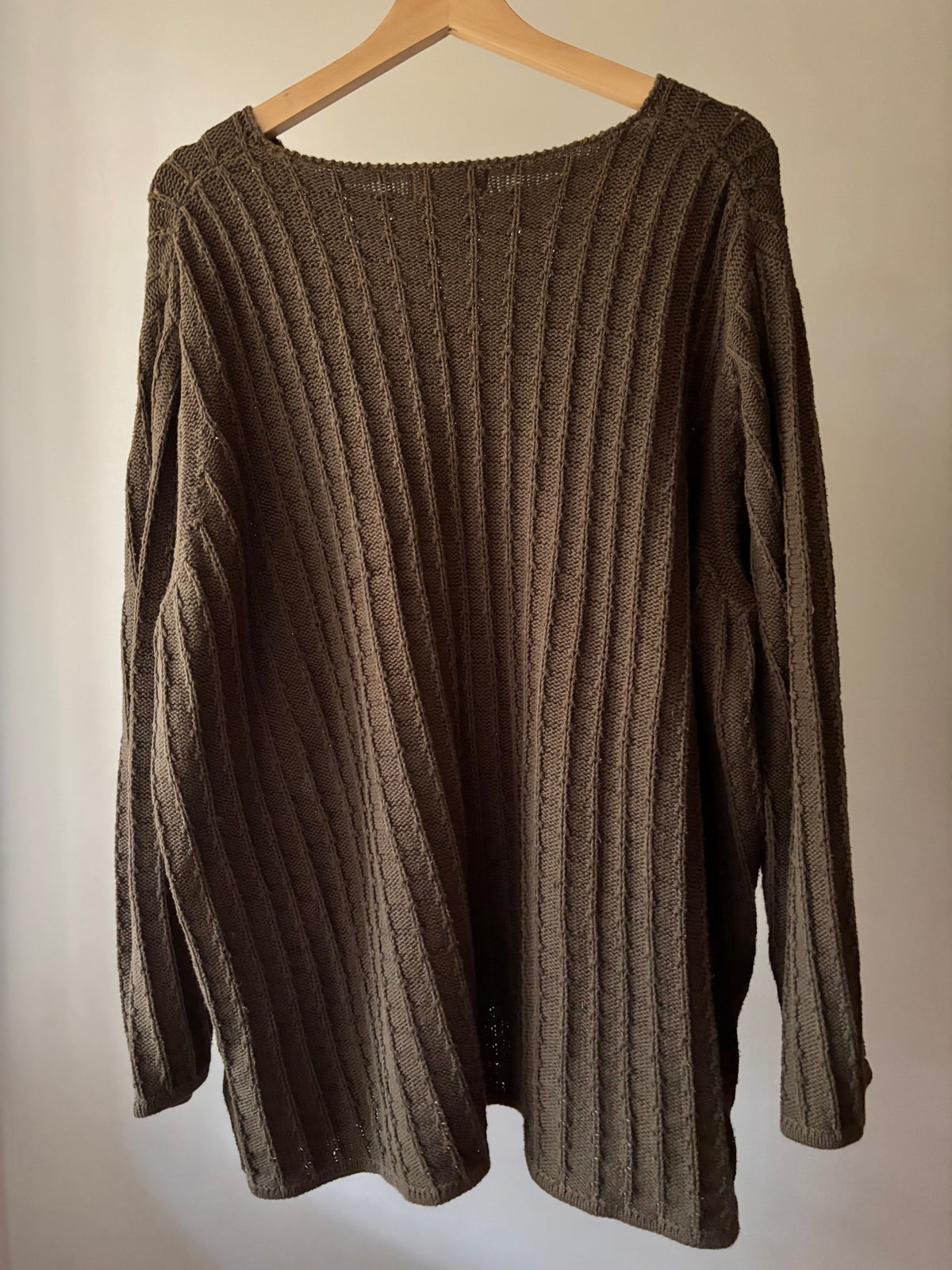 1990s Textured Olive Green Cotton Sweater
