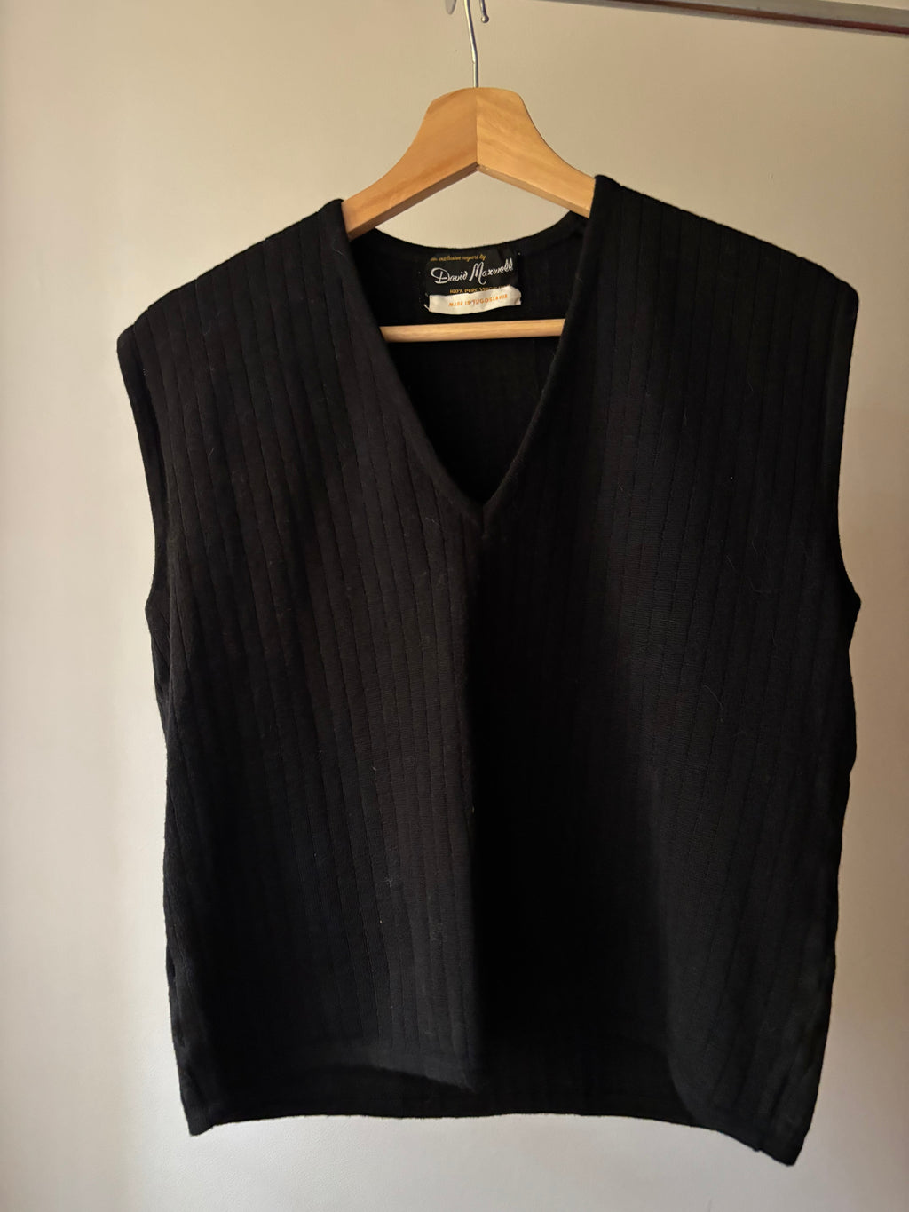 1990s Ribbed Wool Boxy Sweater Vest