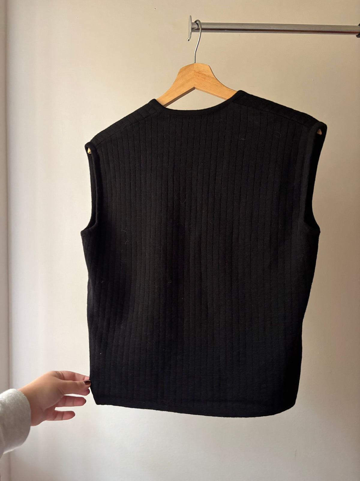 1990s Ribbed Wool Boxy Sweater Vest