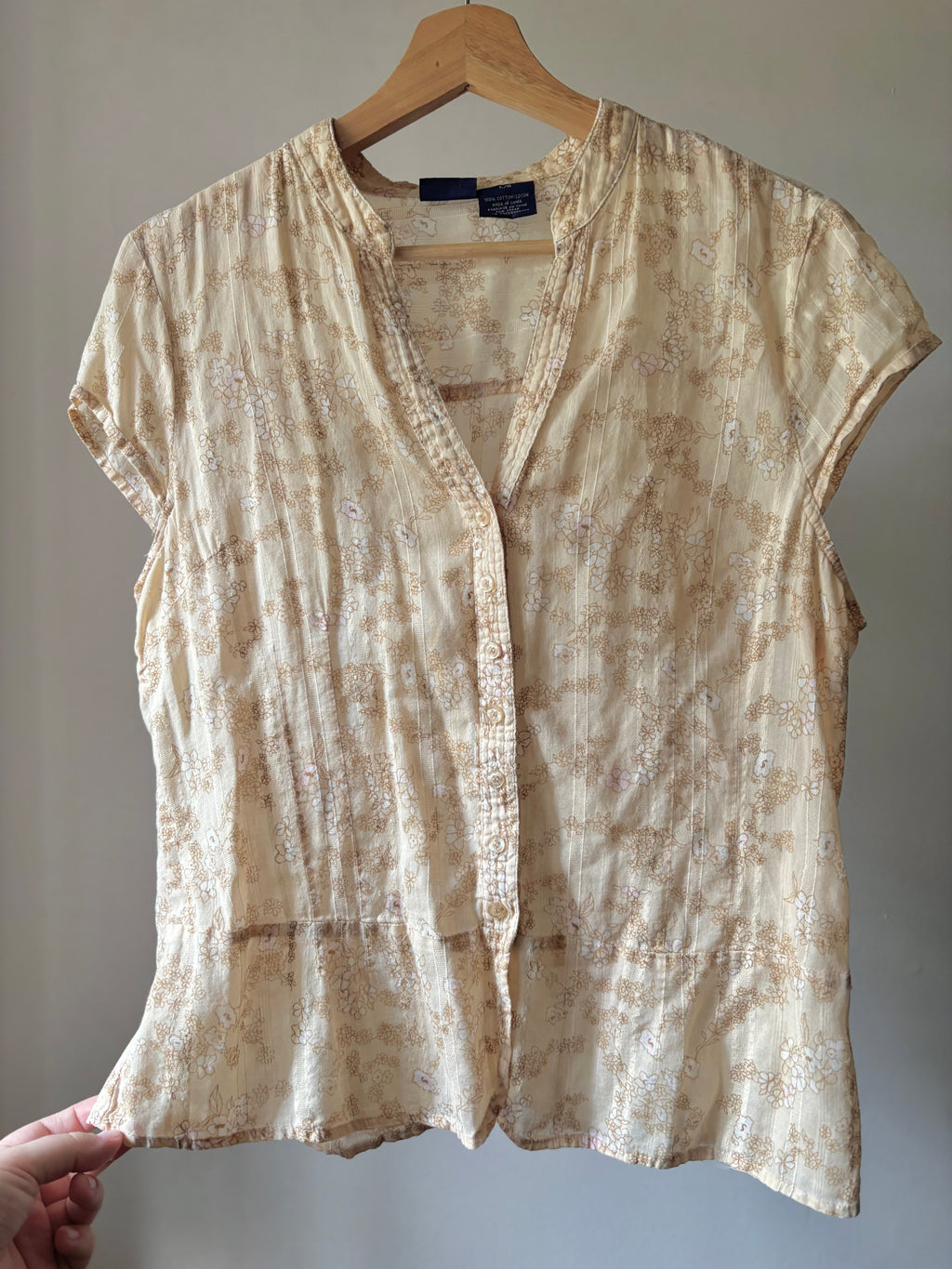 Y2K Airy Cotton Floral Short Sleeve Blouse