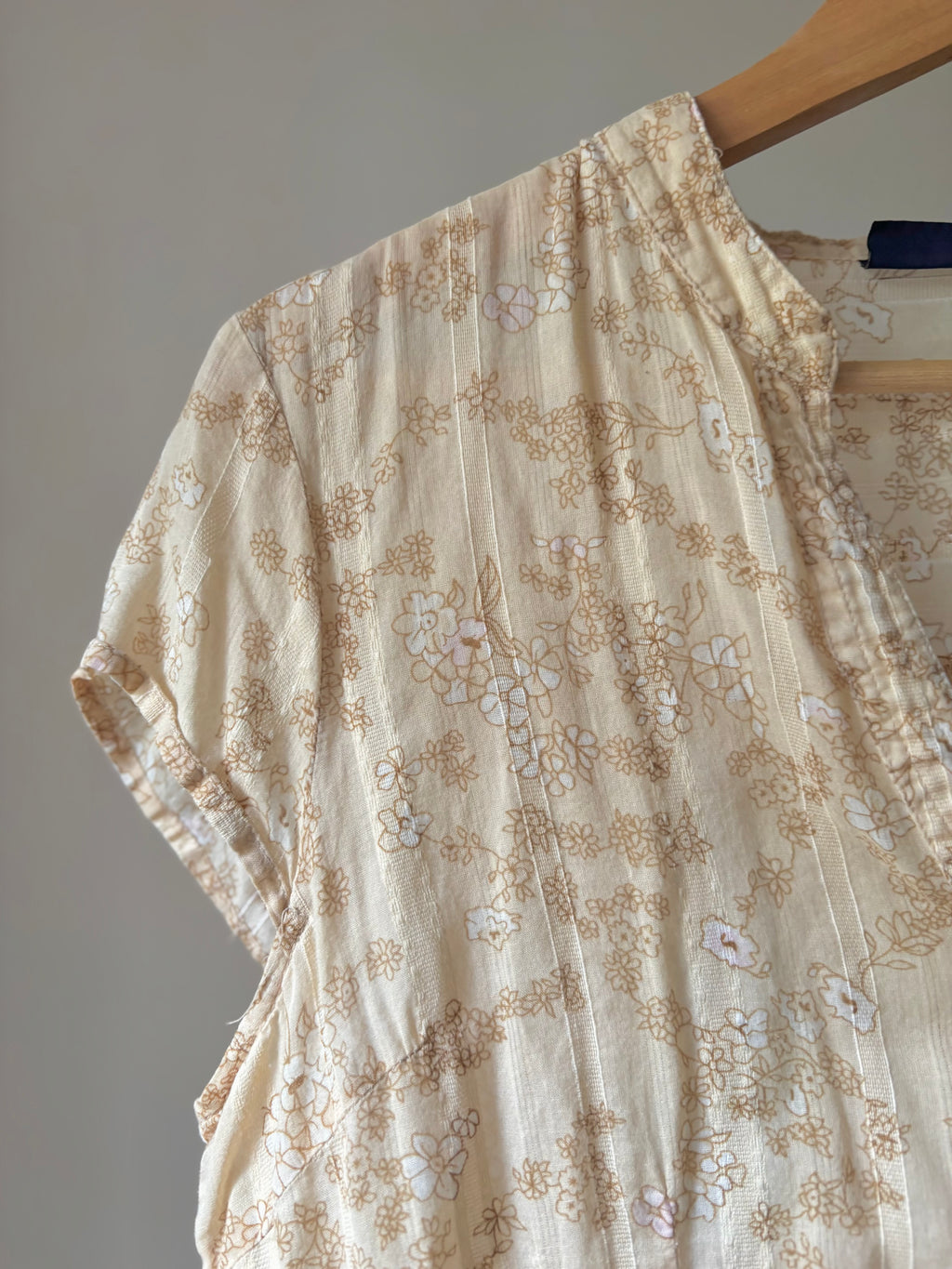 Y2K Airy Cotton Floral Short Sleeve Blouse