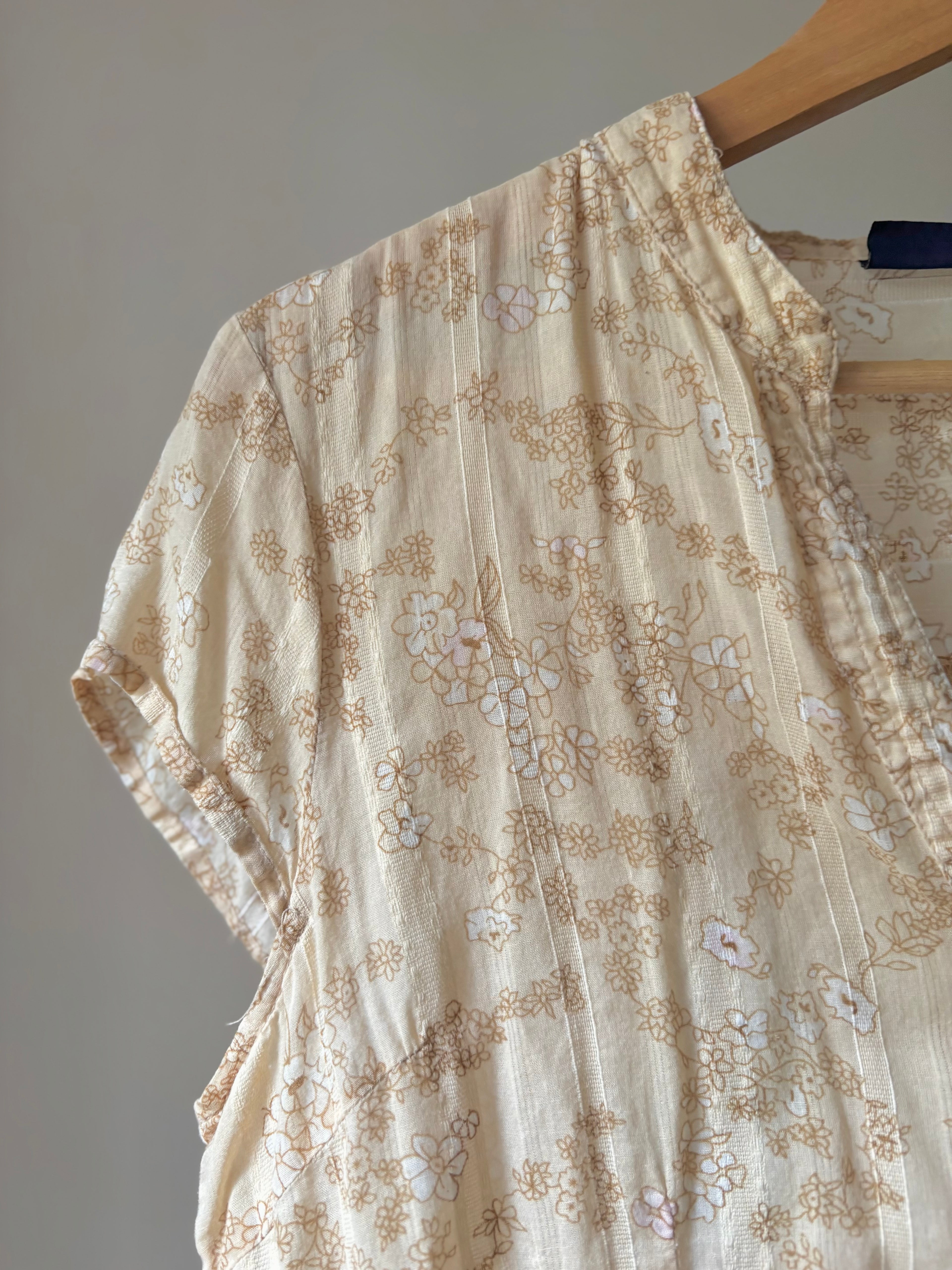 Y2K Airy Cotton Floral Short Sleeve Blouse