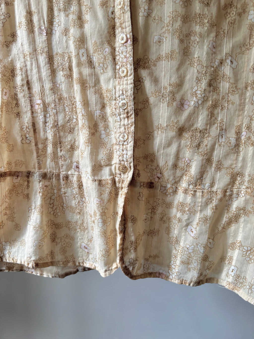 Y2K Airy Cotton Floral Short Sleeve Blouse