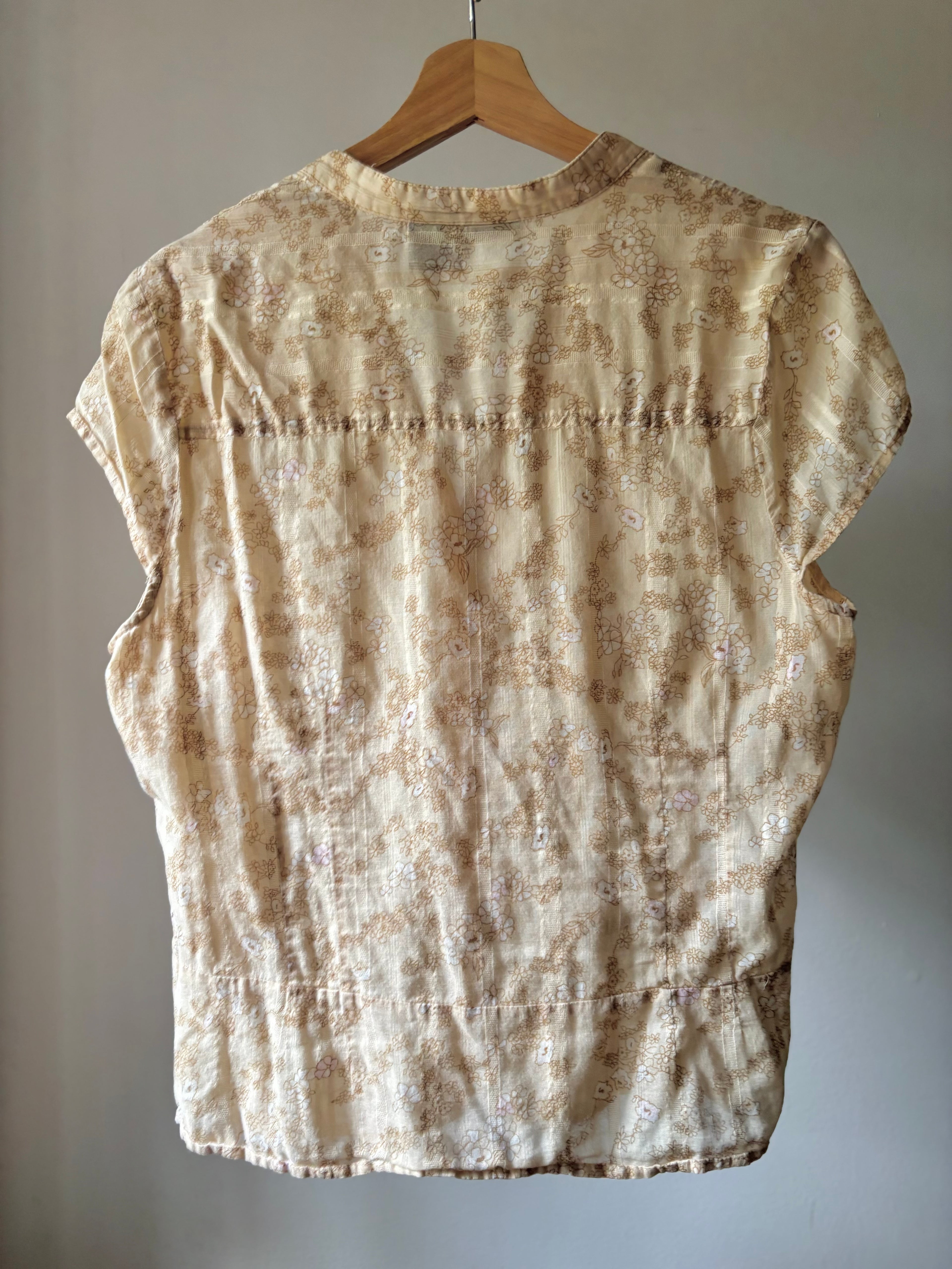 Y2K Airy Cotton Floral Short Sleeve Blouse