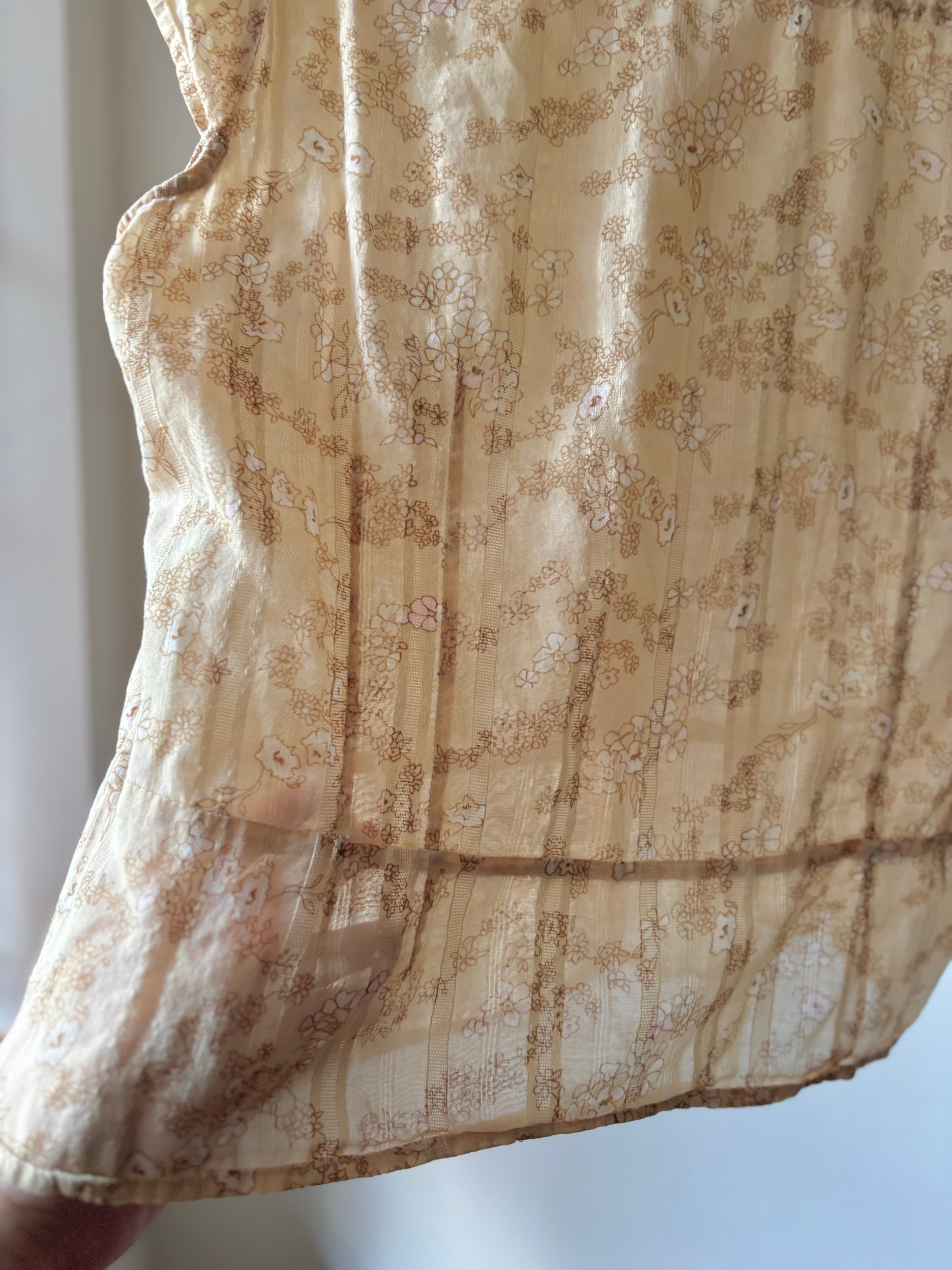 Y2K Airy Cotton Floral Short Sleeve Blouse