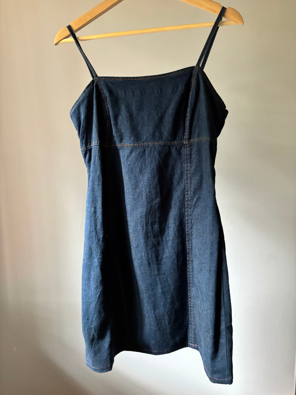 1990s Denim Spaghetti Strap Mini Dress