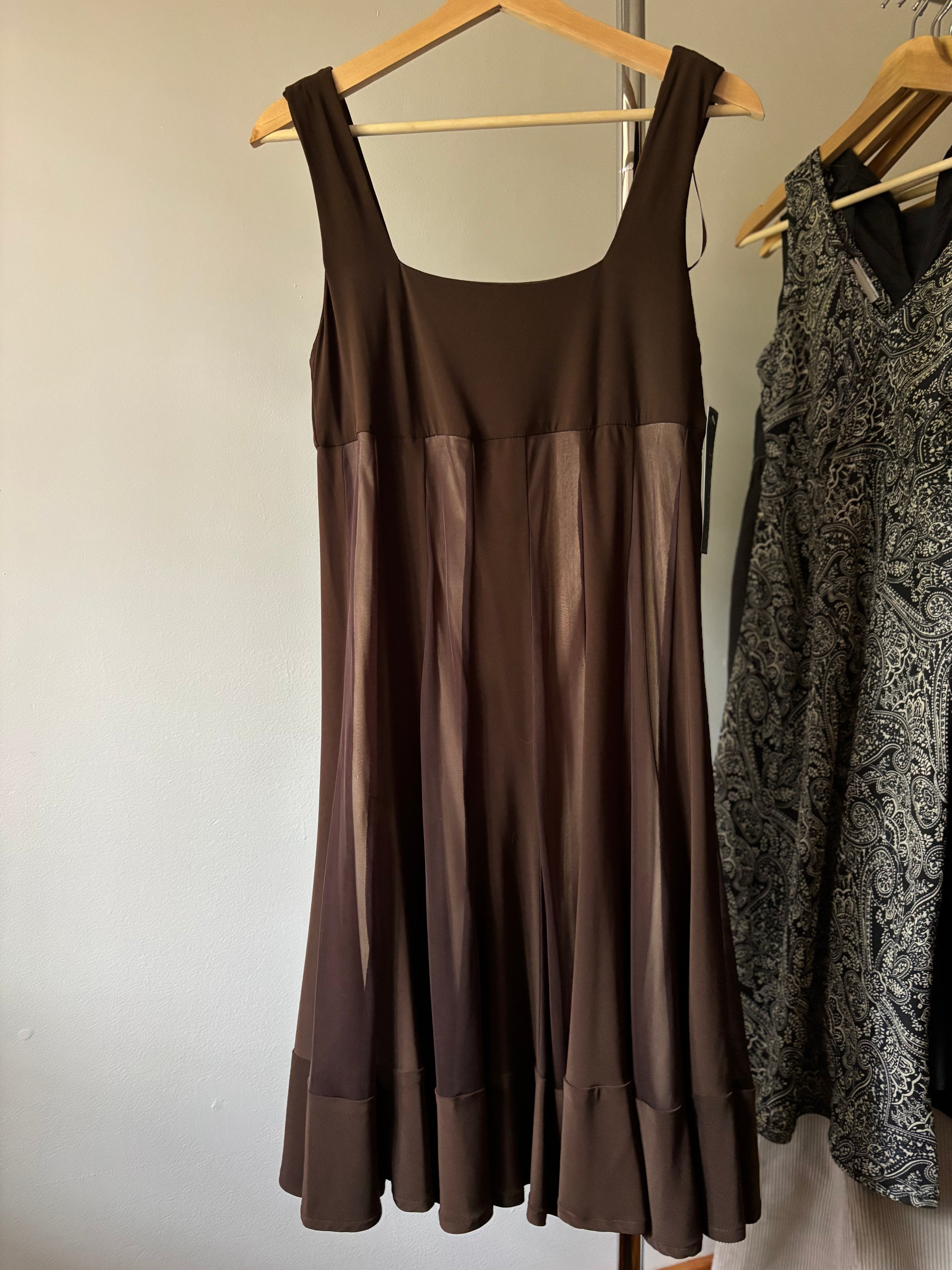 1990s Brown Square Neck Canadian-made Dress (new with tags)