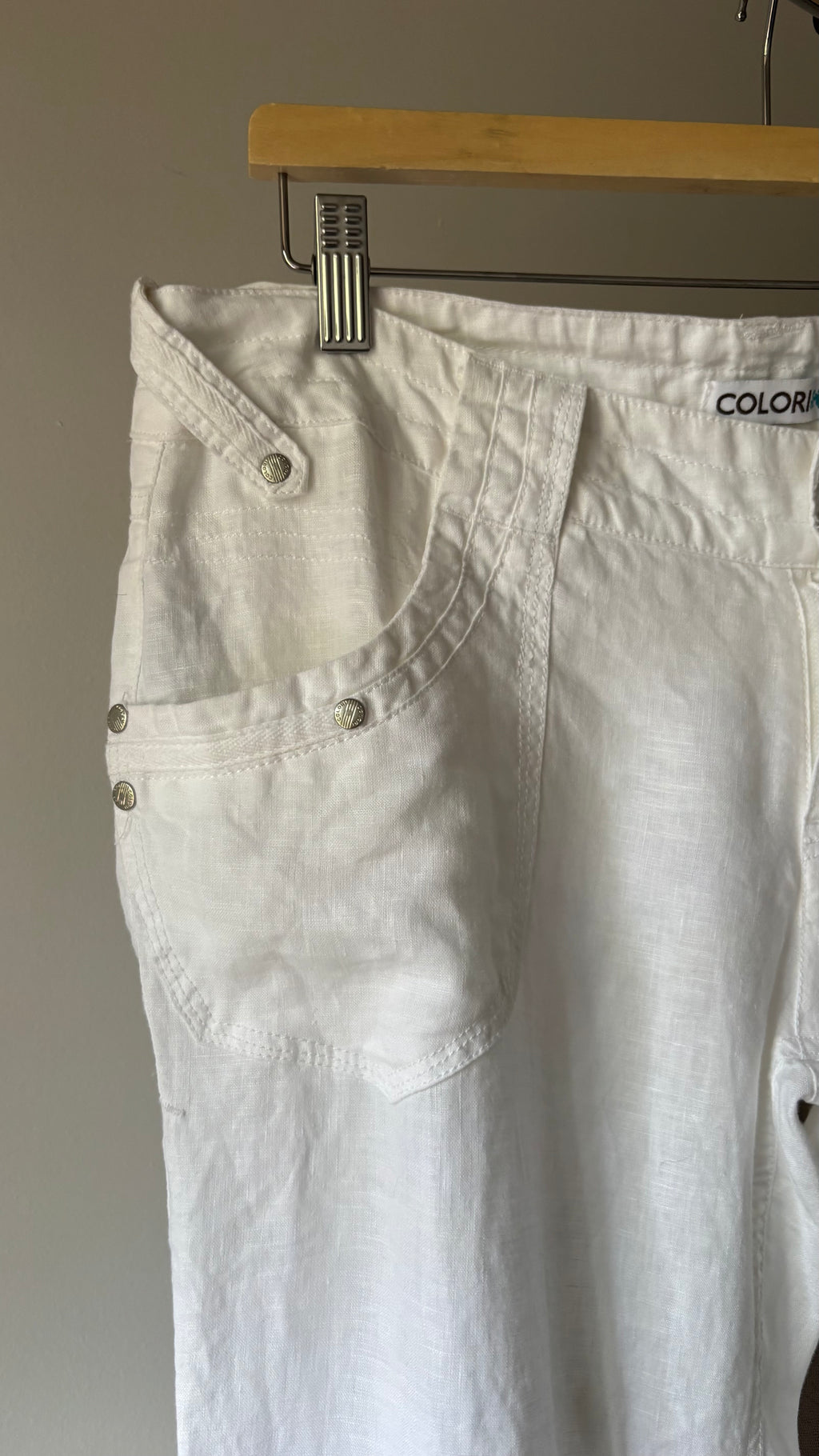 Y2K Low Rise White Linen Pants | 36" waist
