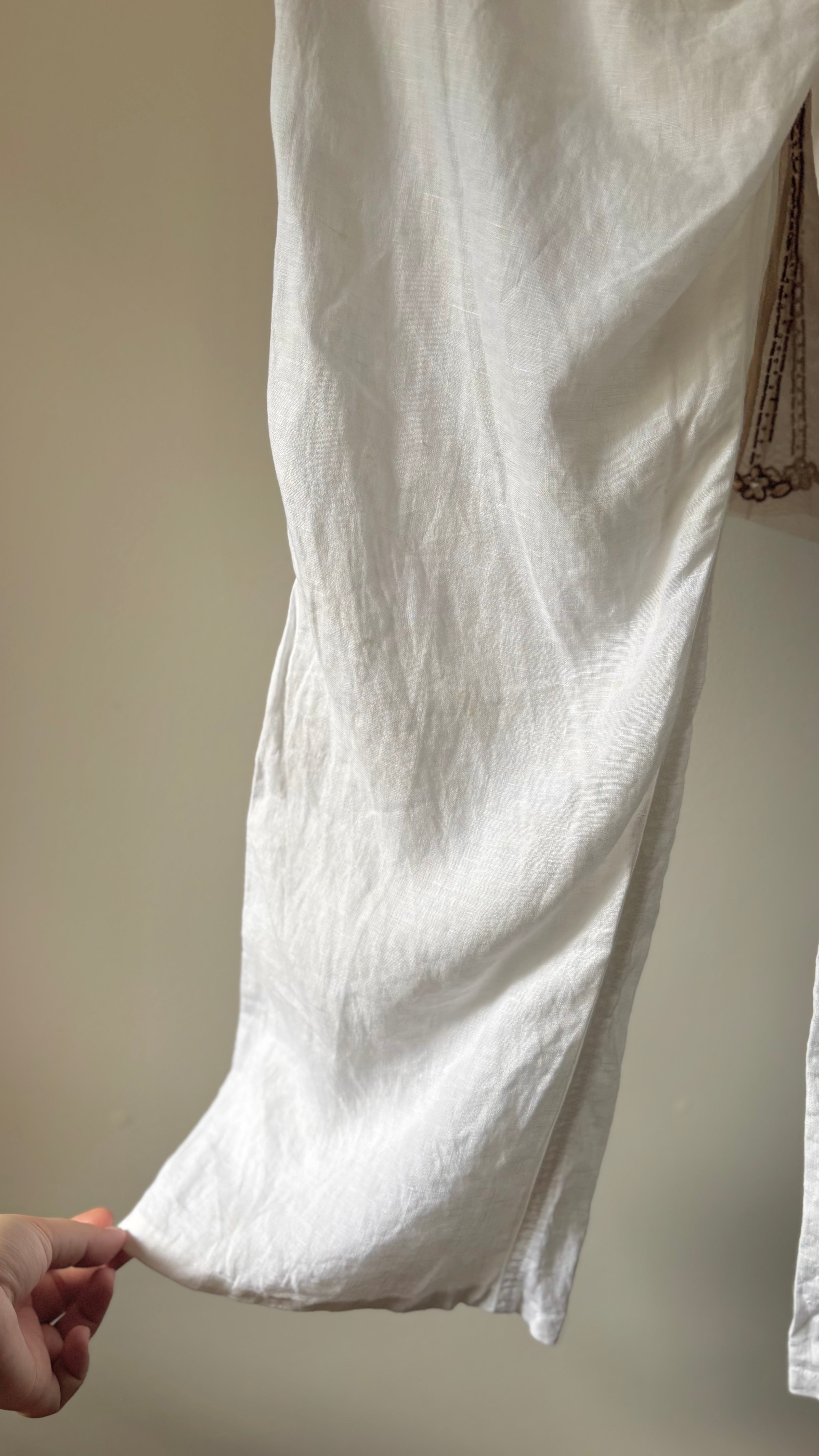 Y2K Low Rise White Linen Pants | 36" waist