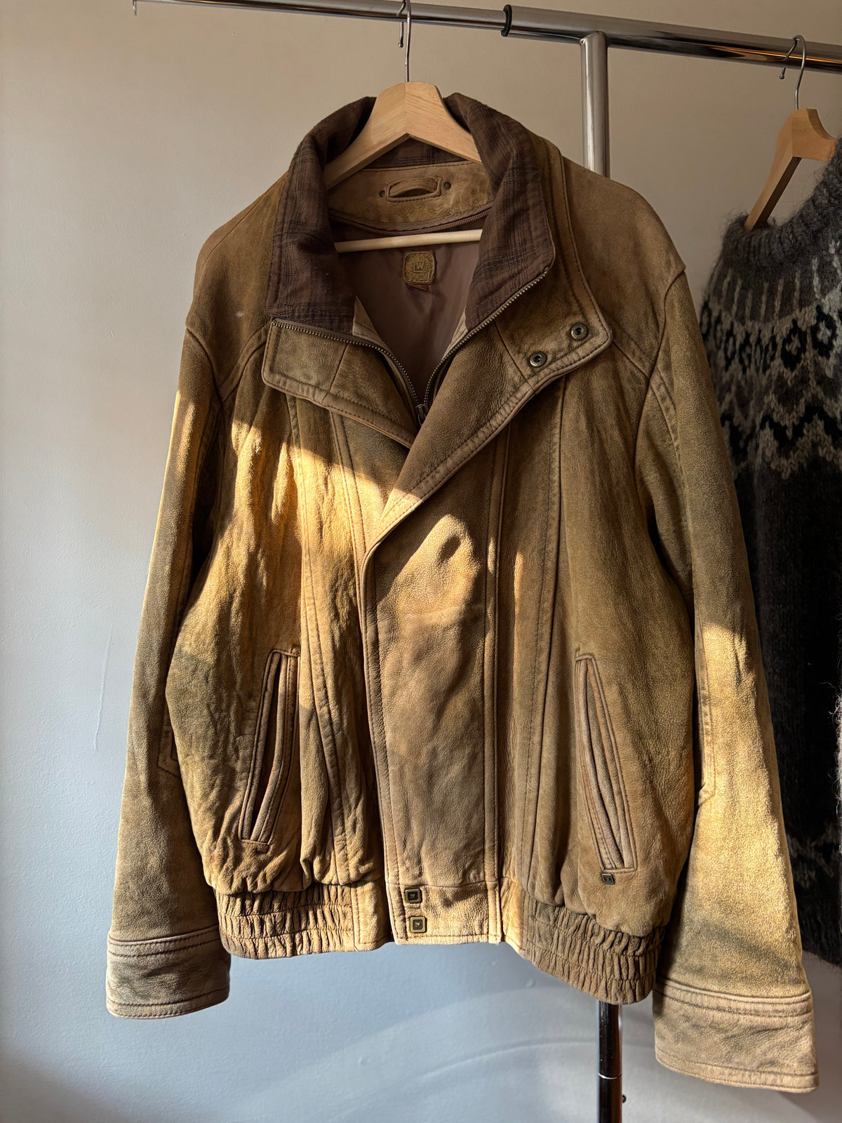 1990s Wilson's Soft Leather Bomber Jacket | Vintage Faded Brown Suede