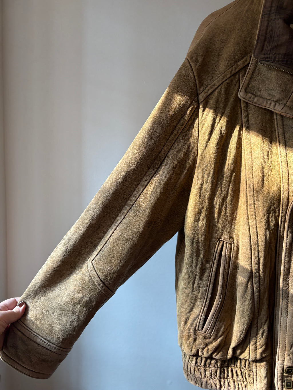 1990s Wilson's Soft Leather Bomber Jacket | Vintage Faded Brown Suede