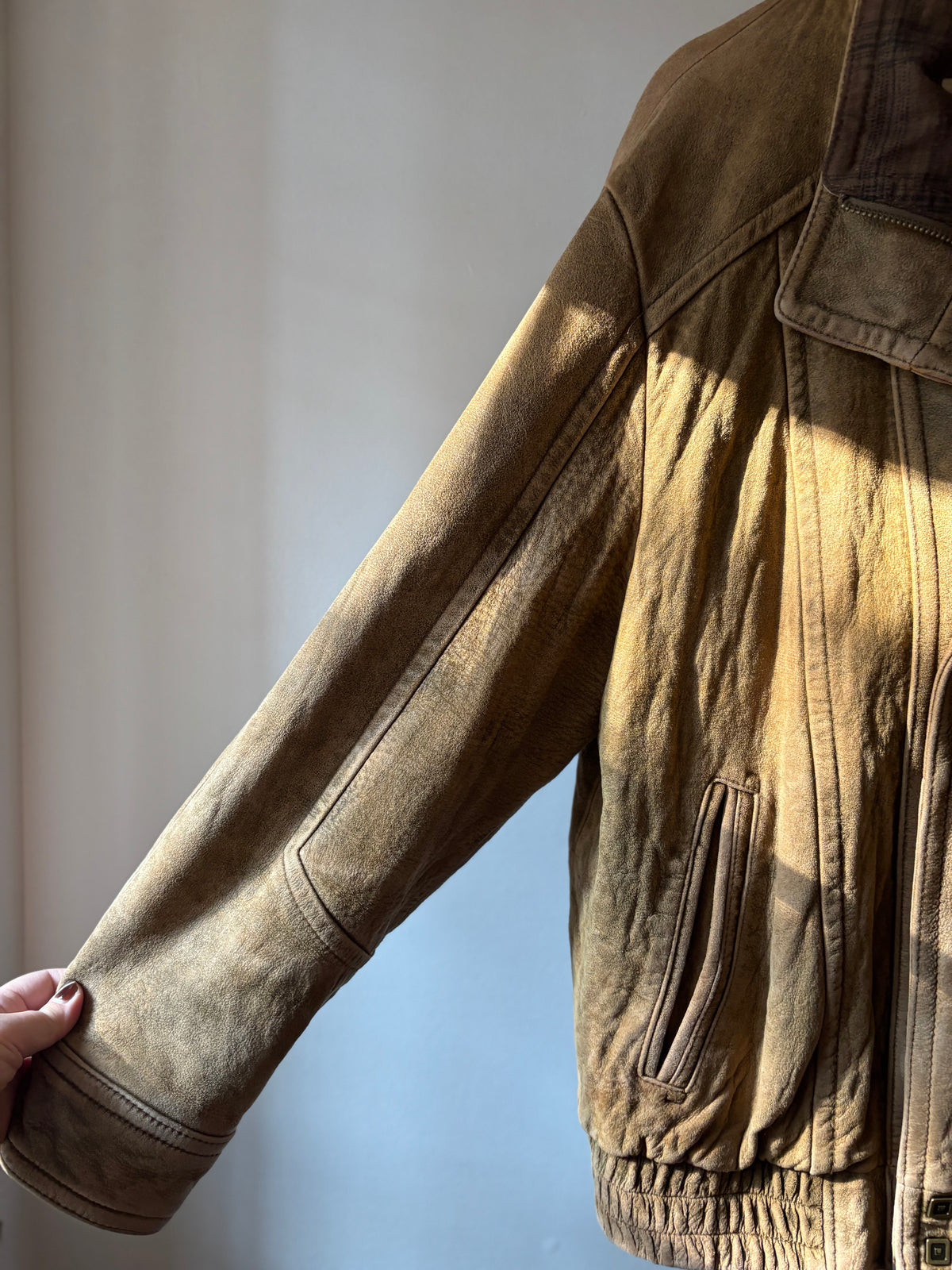 1990s Wilson's Soft Leather Bomber Jacket | Vintage Faded Brown Suede