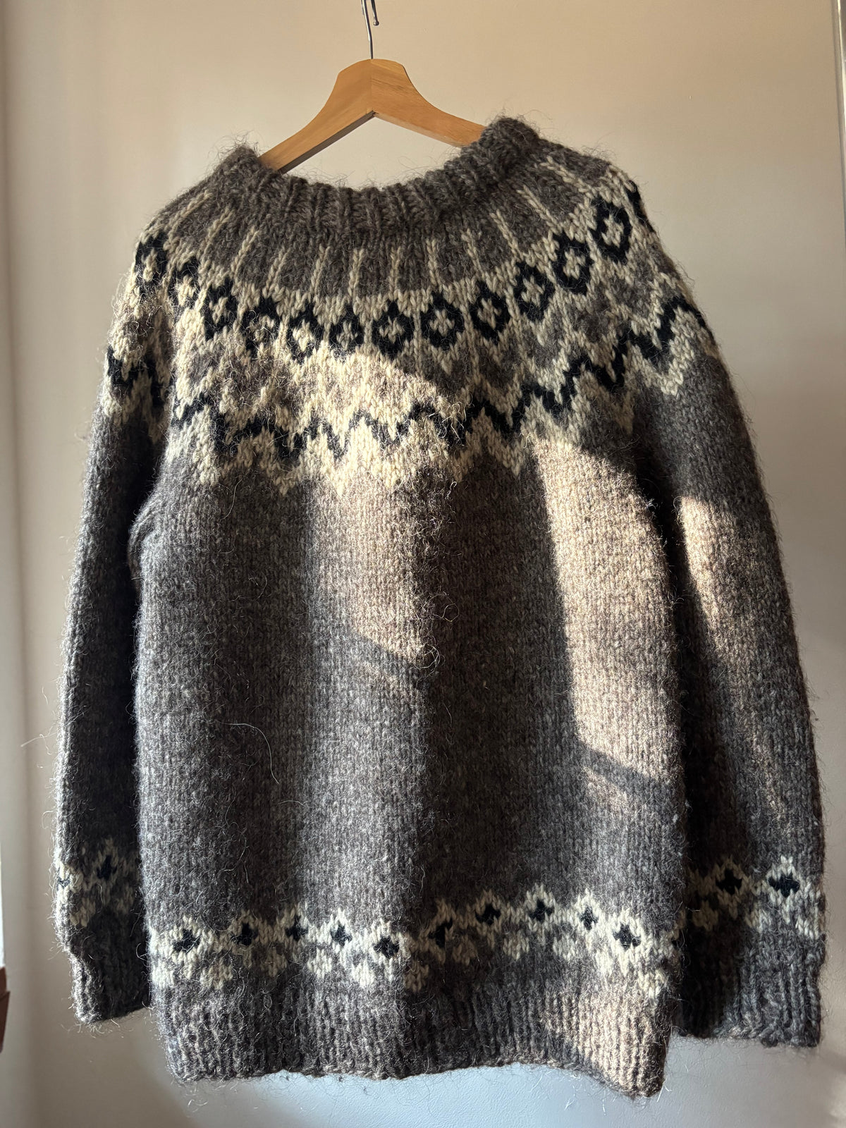 Vintage Handknit Chunky Wool & Mohair Fair Isle Sweater