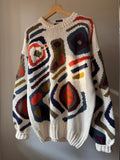 1990s Handknit Heavy Cotton Colourful Chunky Sweater
