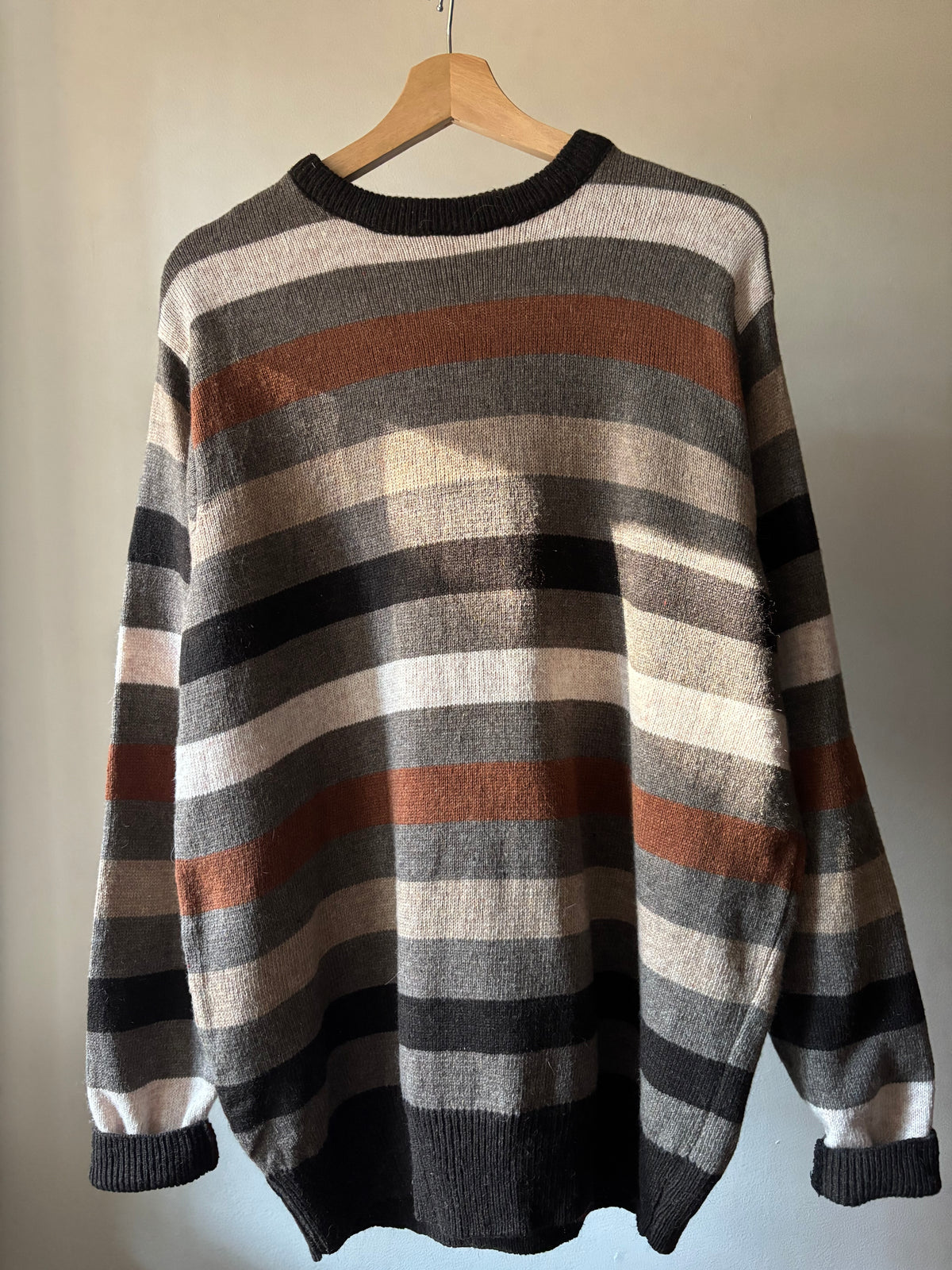 Vintage Neutral Striped Wool Sweater