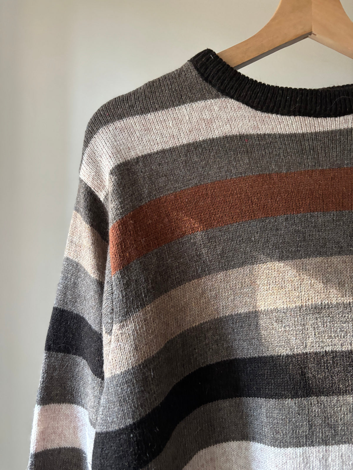 Vintage Neutral Striped Wool Sweater