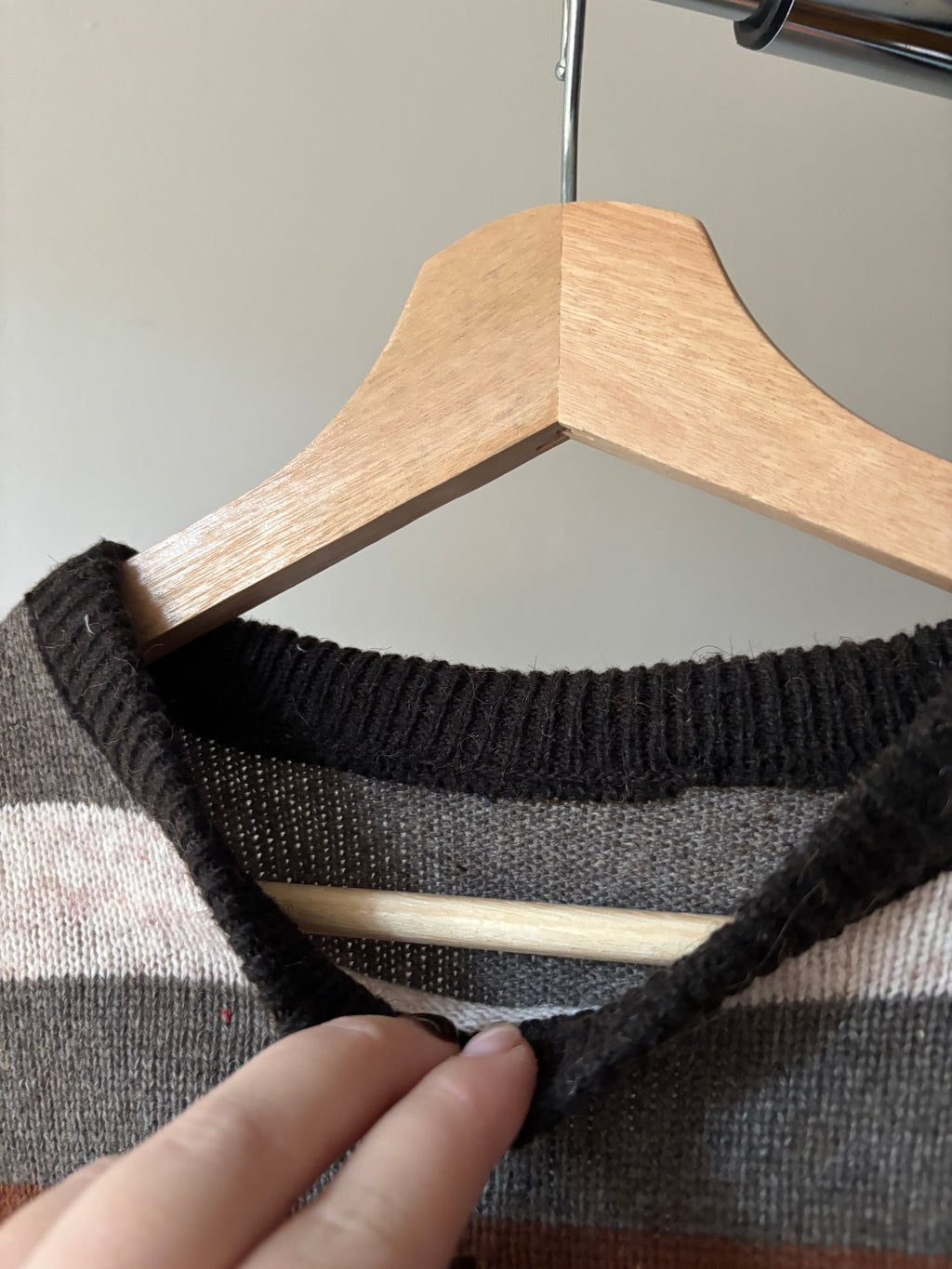Vintage Neutral Striped Wool Sweater
