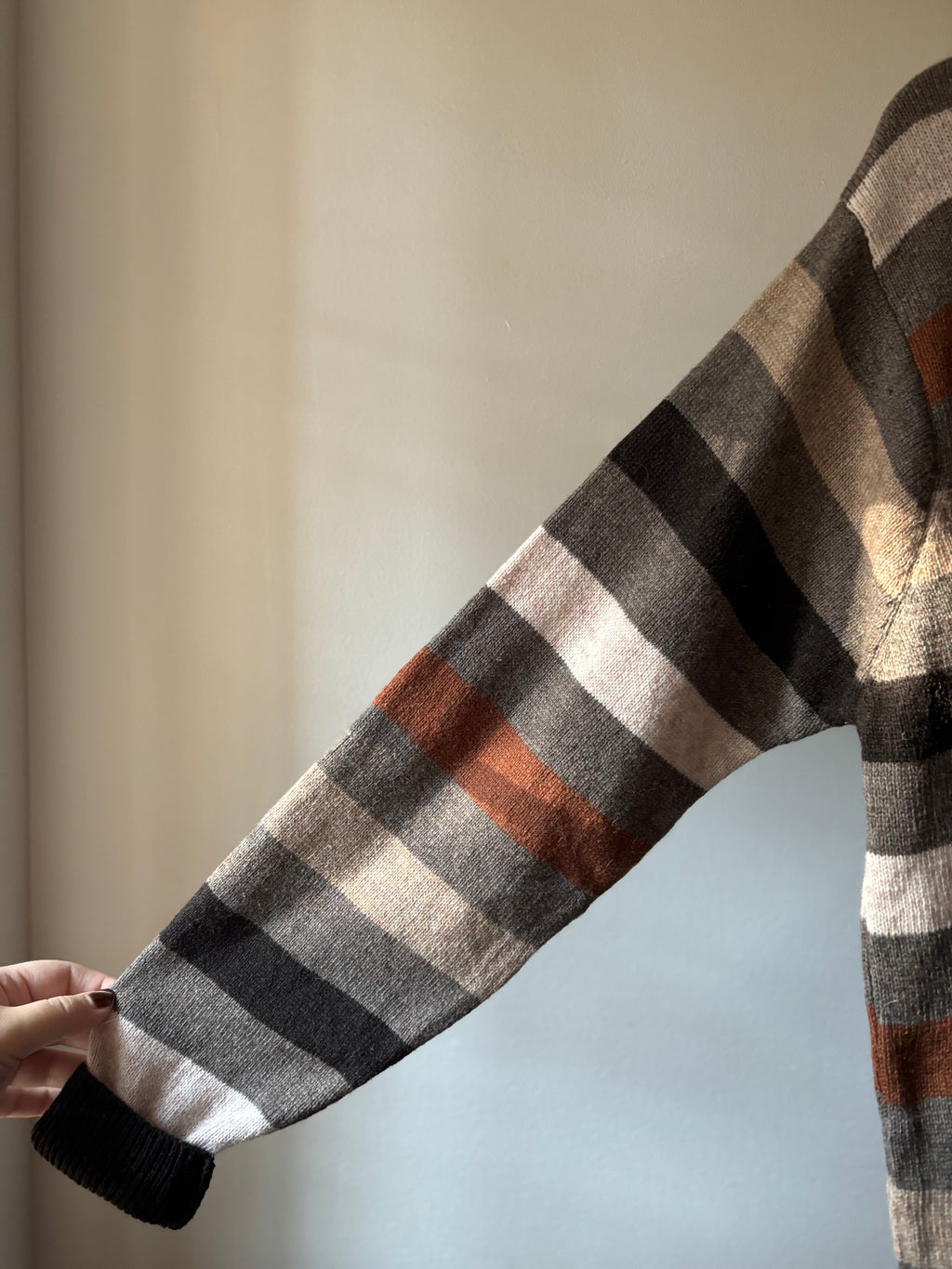 Vintage Neutral Striped Wool Sweater