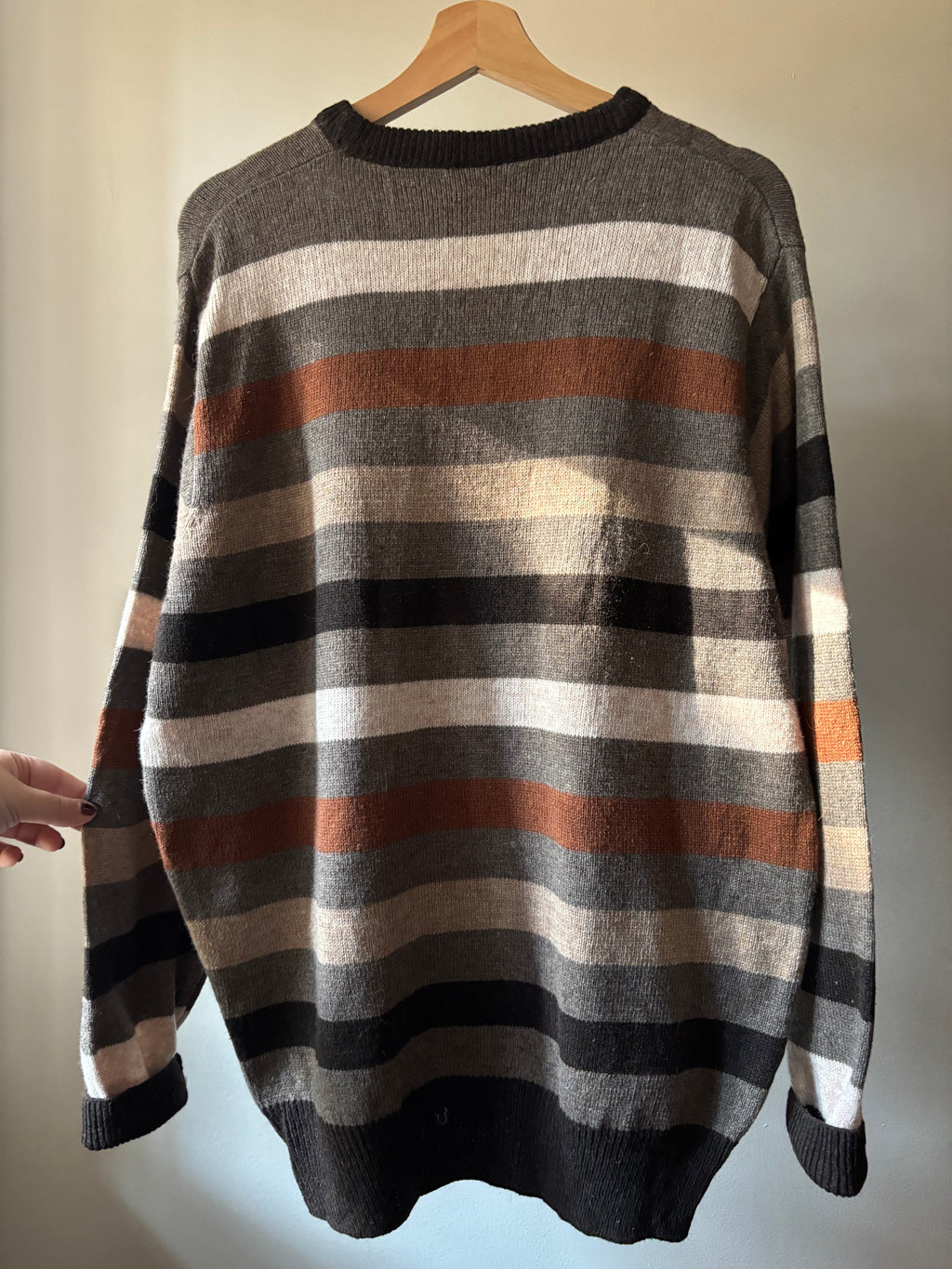 Vintage Neutral Striped Wool Sweater