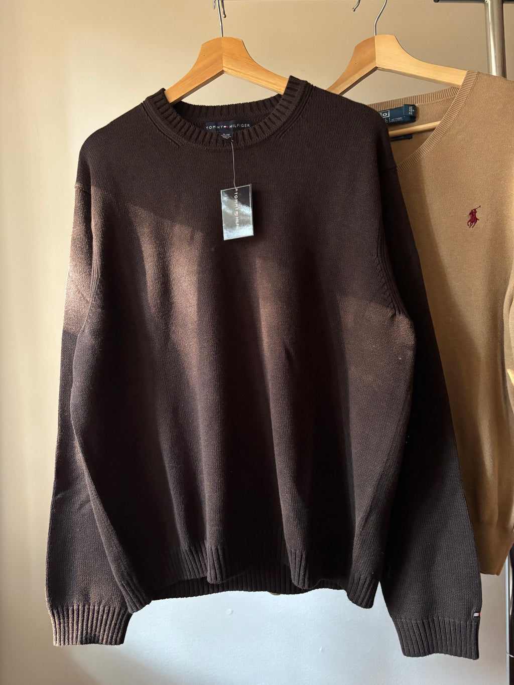 Vintage Baggy Brown Cotton Tommy Crewneck Sweater