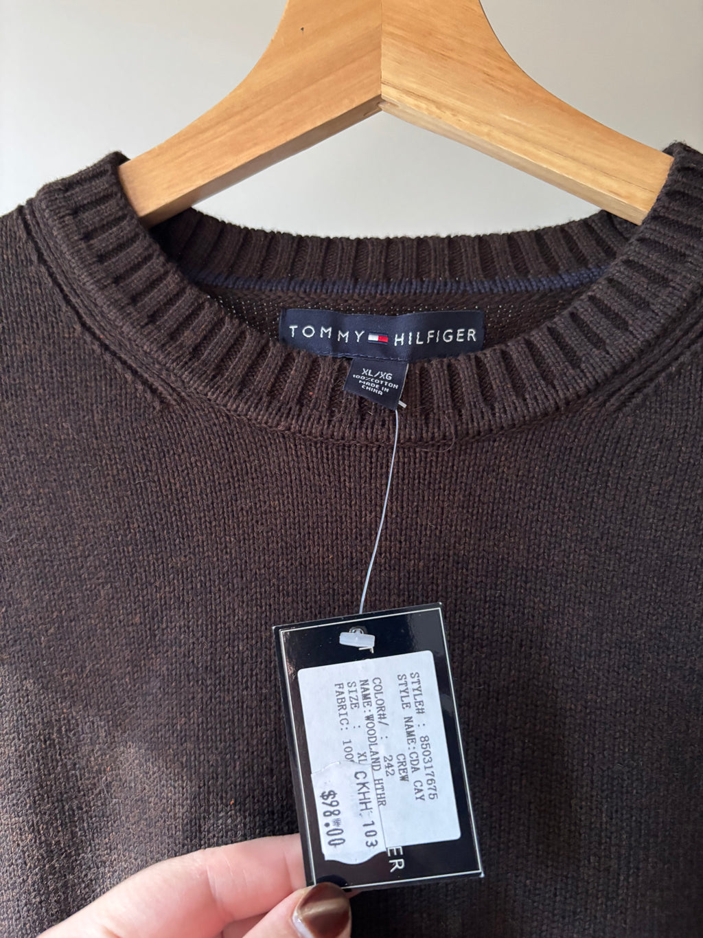 Vintage Baggy Brown Cotton Tommy Crewneck Sweater