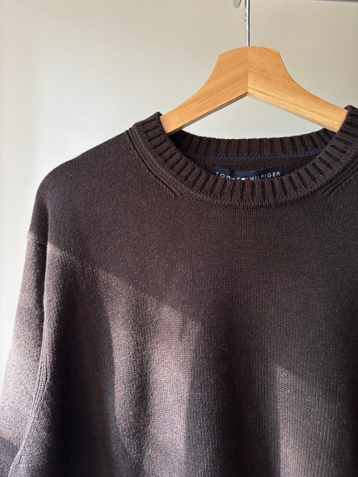 Vintage Baggy Brown Cotton Tommy Crewneck Sweater