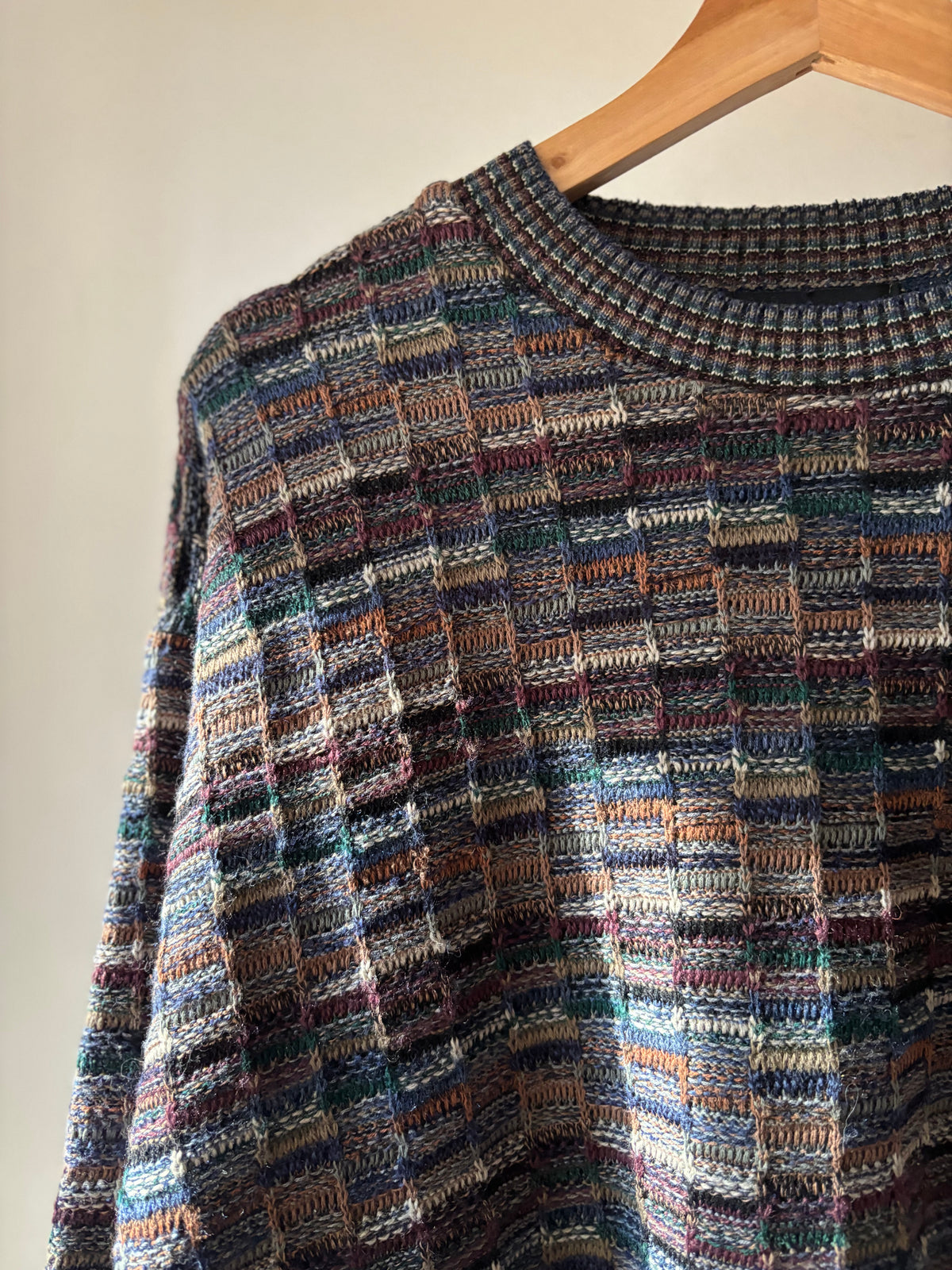 1990s Muti-Coloured Patchwork Thread Sweater | Vintage Tosani, made in Canada
