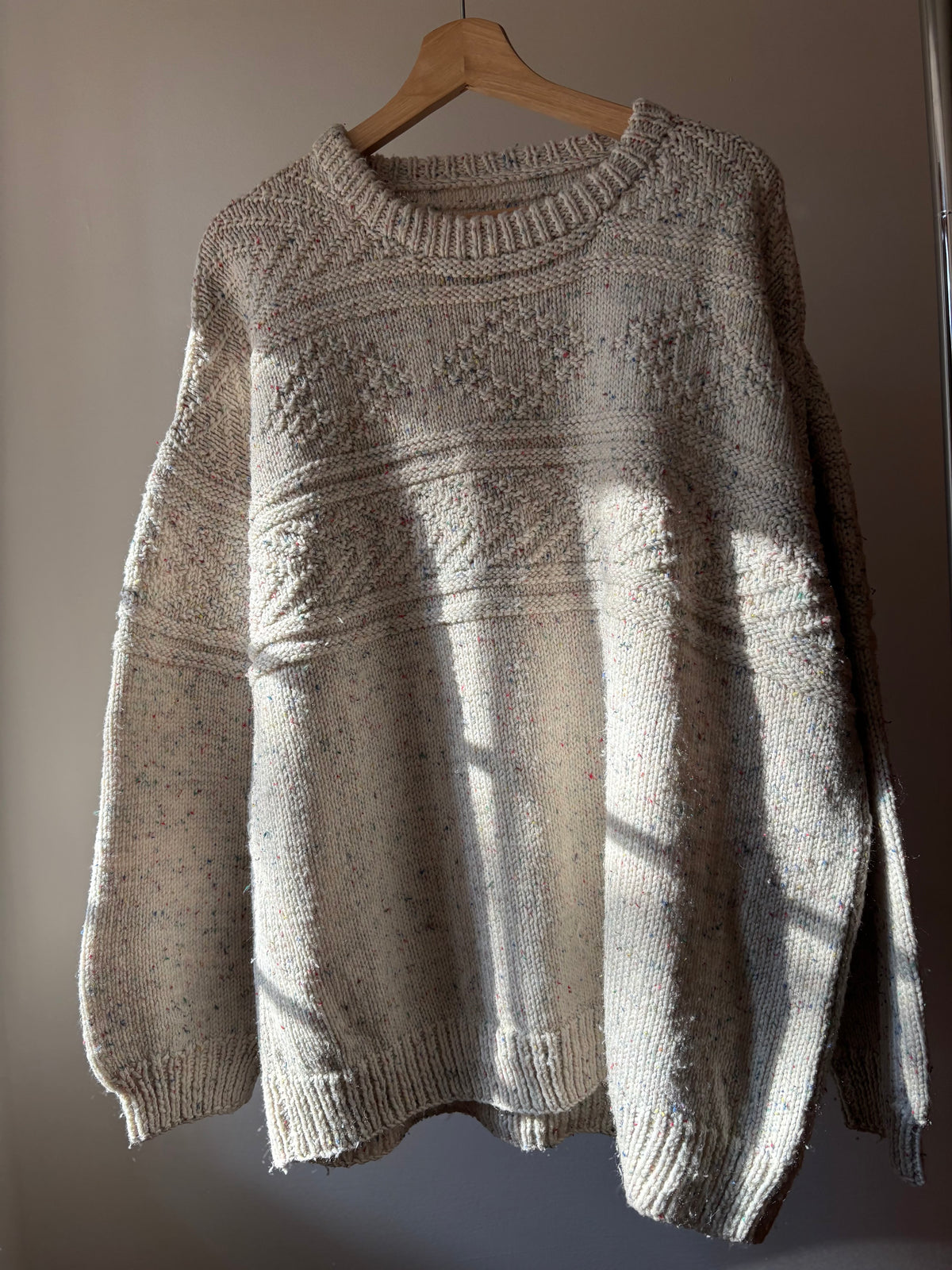 1990s Handknit Chunky Confetti Sweater with Baggy Sleeves