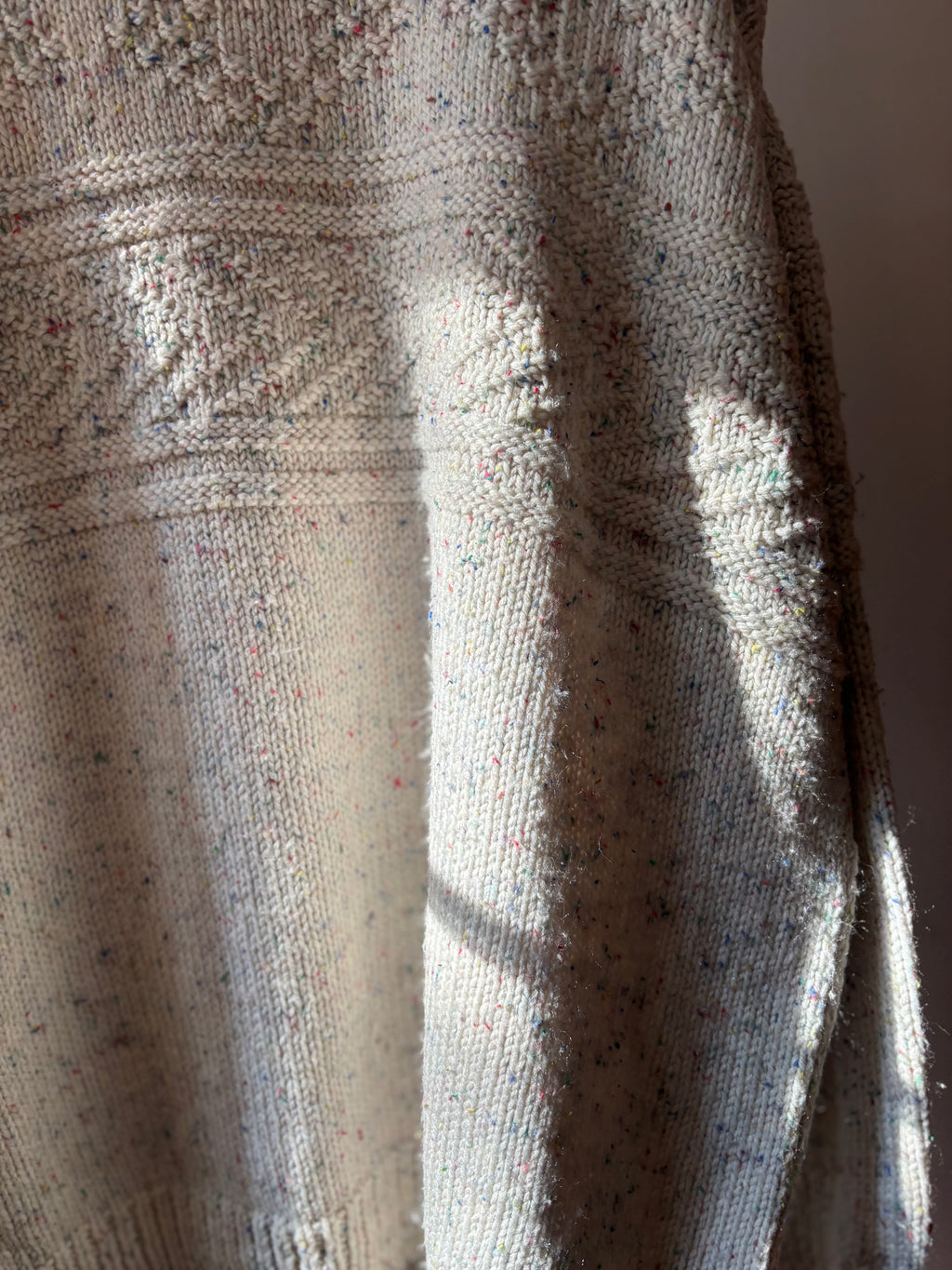 1990s Handknit Chunky Confetti Sweater with Baggy Sleeves