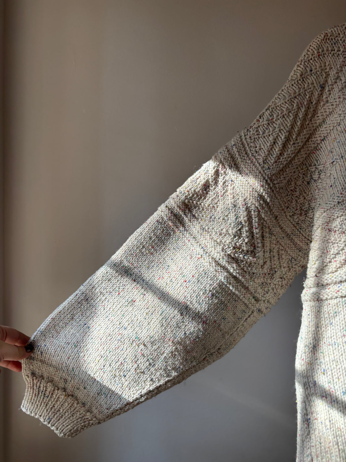 1990s Handknit Chunky Confetti Sweater with Baggy Sleeves