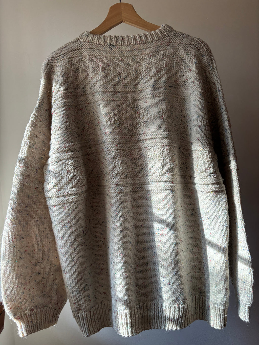 1990s Handknit Chunky Confetti Sweater with Baggy Sleeves