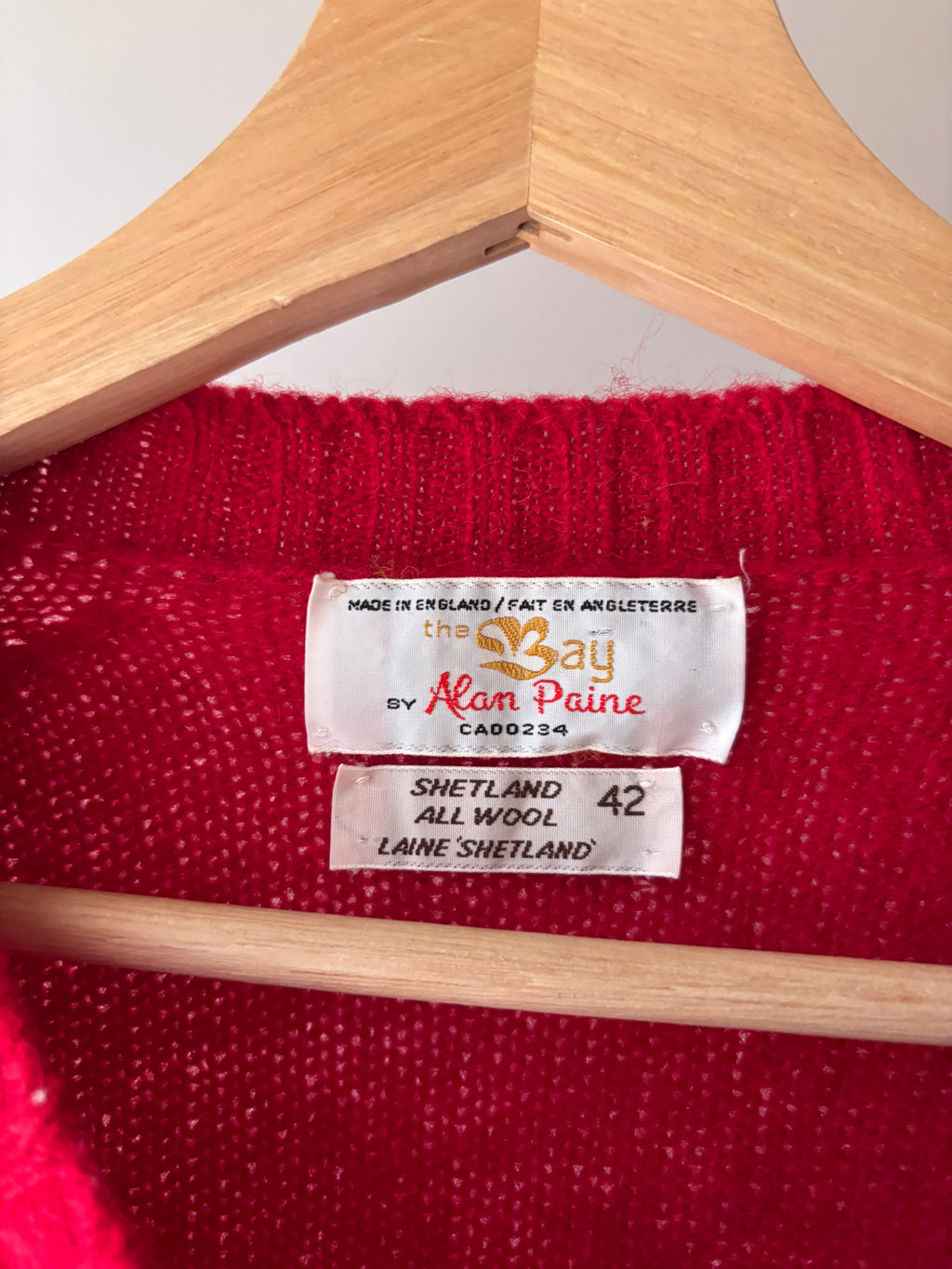 1970s Red Wool England-Made Sweater | Vintage Vibrant Crewneck Knit