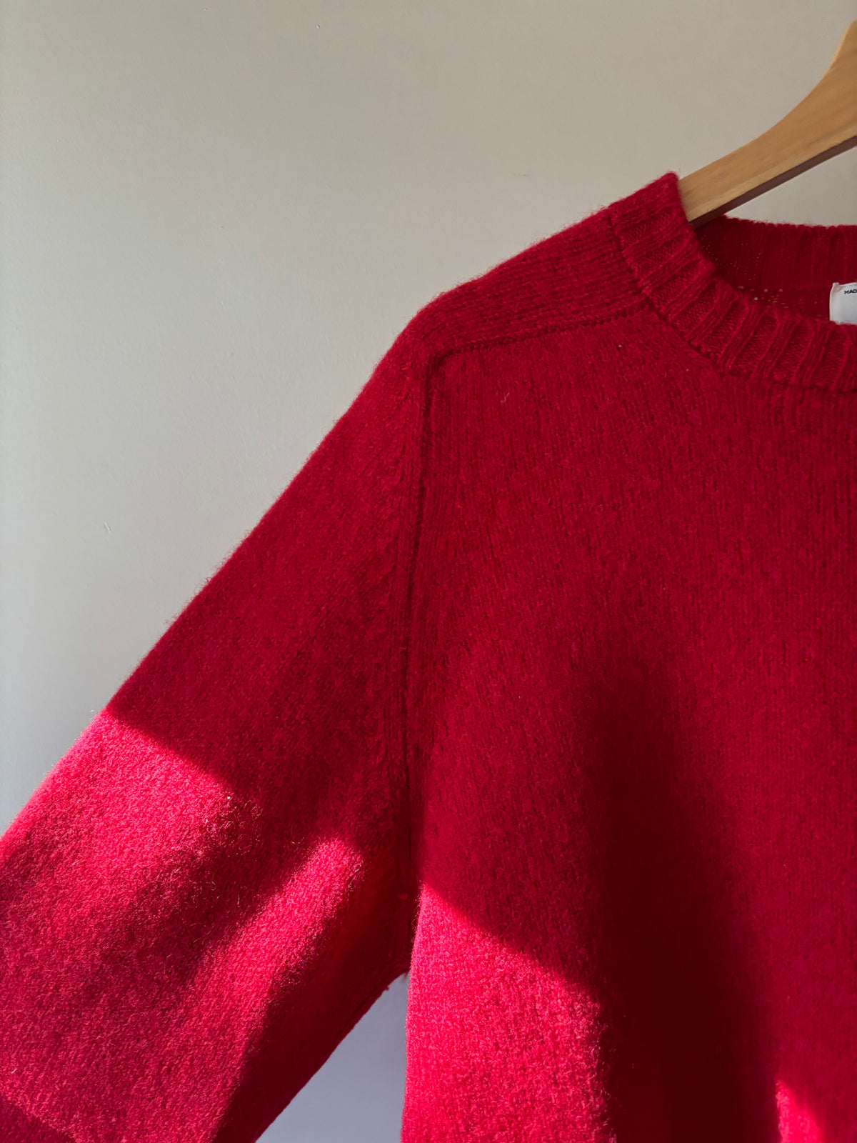 1970s Red Wool England-Made Sweater | Vintage Vibrant Crewneck Knit